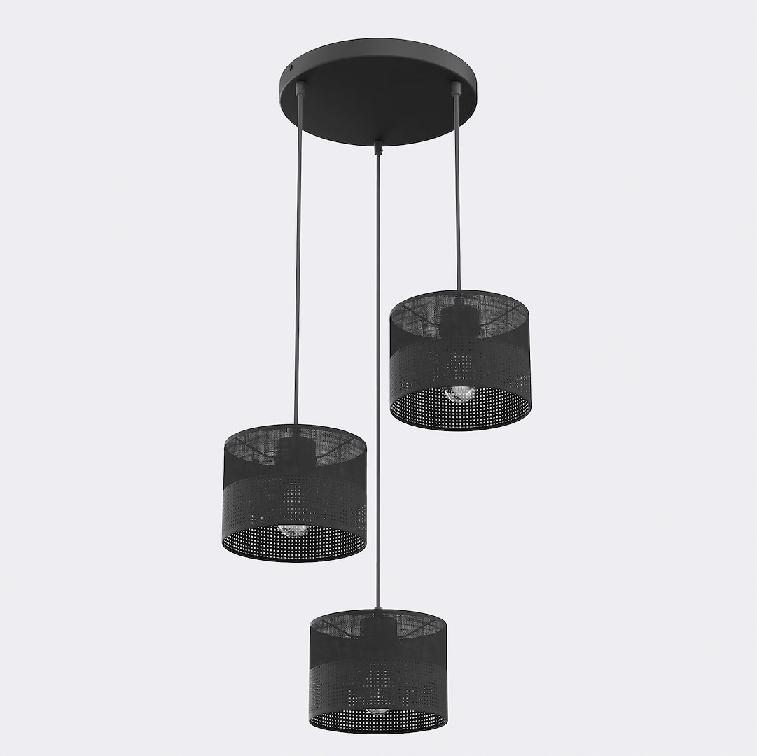 Závesná lampa Karbon 3 Black Prem 3-bodová čierna, E27, priemer 20 cm