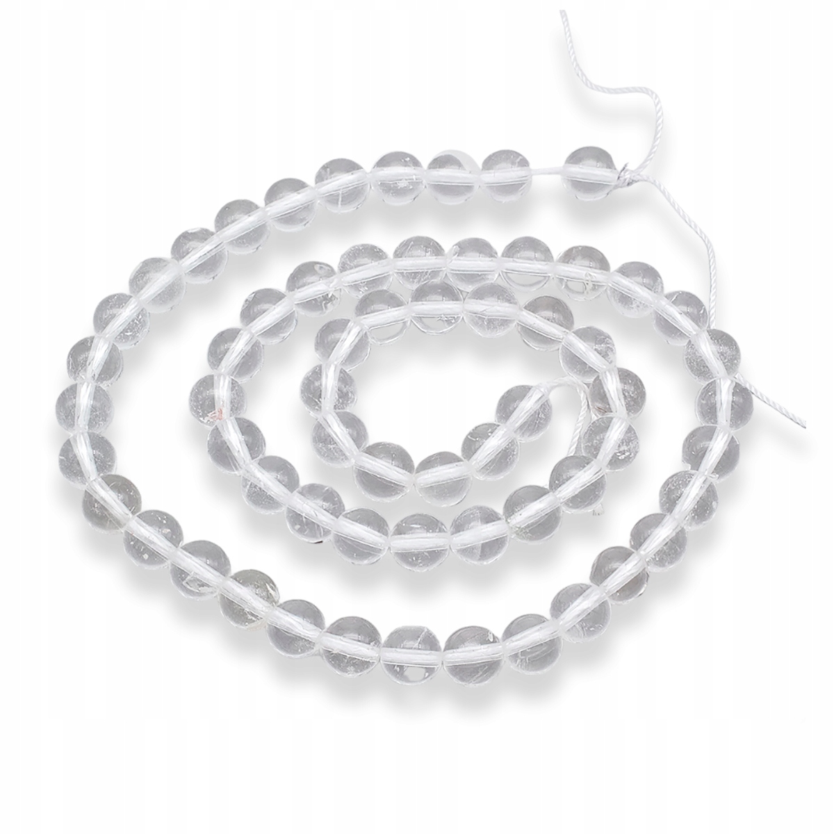 Korálky přírodní Křišťál horský, třída Aa, kulaté, 6mm, 62ks/37cm/nit