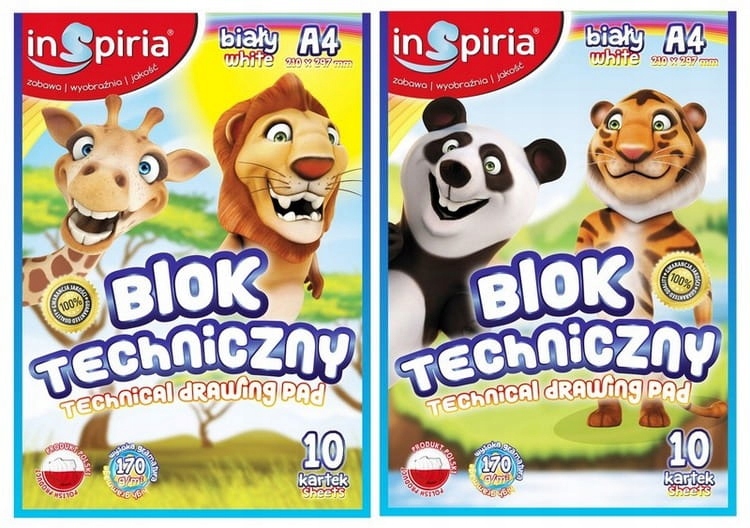 INSPIRIA BLOK TECHNICZNY BIAŁY A4 10 KARTEK Marka Schemat