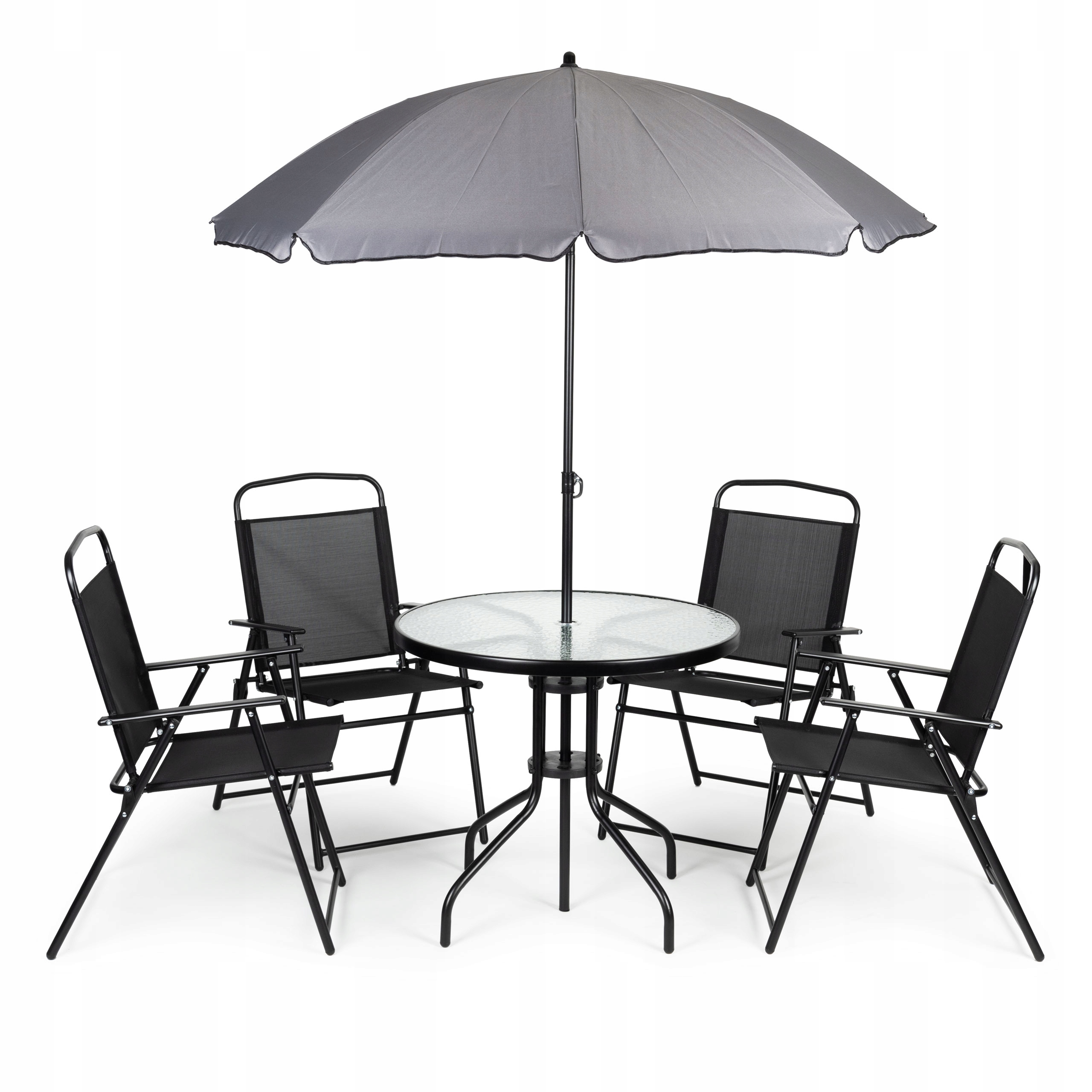 Sada záhradného nábytku kovová Modern Home čierna 6 ks