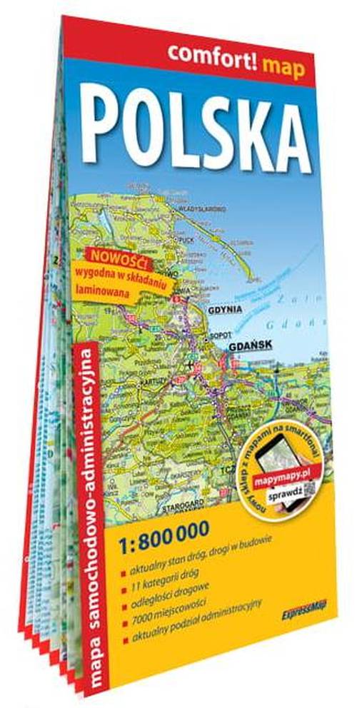 Polska 1:800t Mapa Laminowana Samochodowa Admin Ex