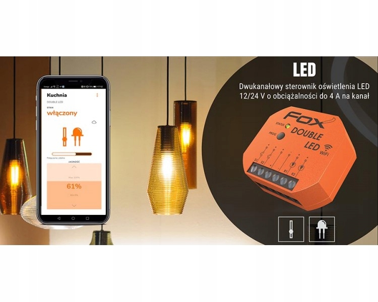 DOUBLE LED 2 kanałowy sterownik oświetlenia LED 12 Kod producenta WI-LED2S2-P