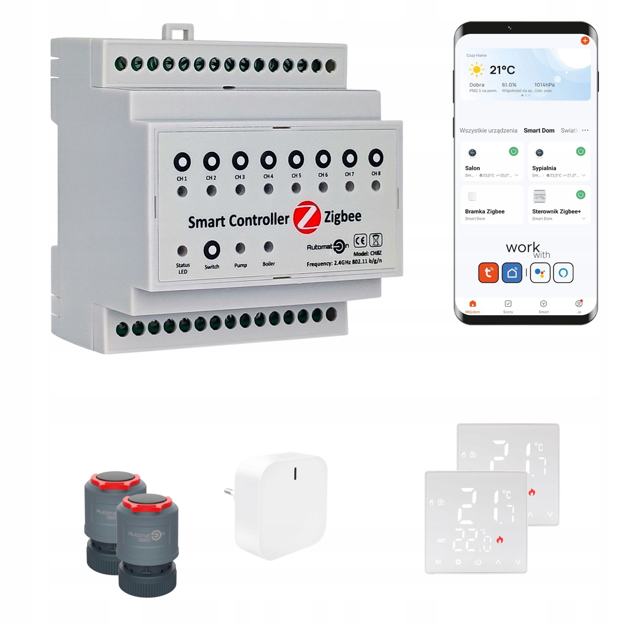 Sada na vykurovanie podlahy Zigbee Tuya CH8Z 2 miestnosti termostaty Std