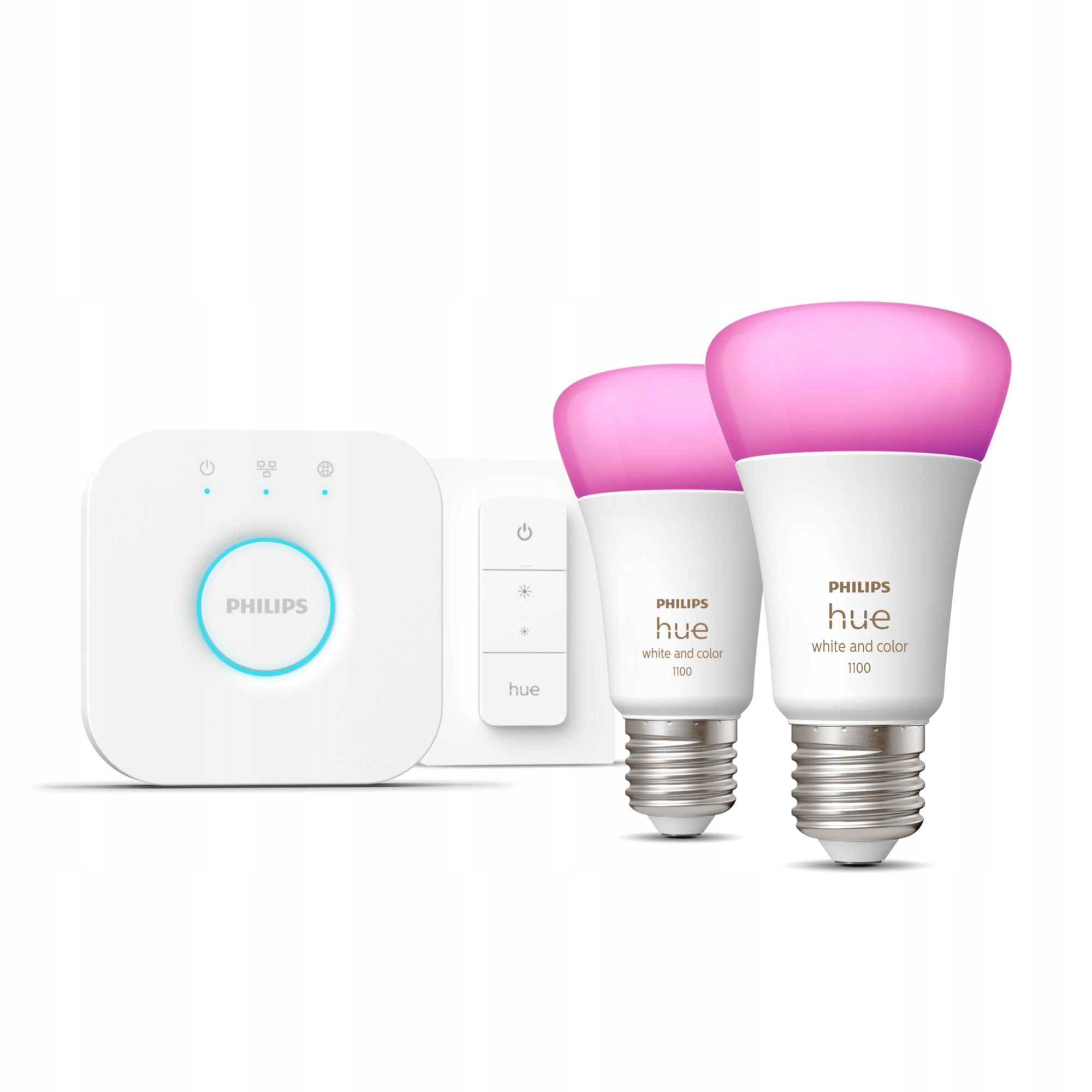 Żarówki E27 x2 PHILIPS HUE mostek regulator ZESTAW Kod producenta 929002468805