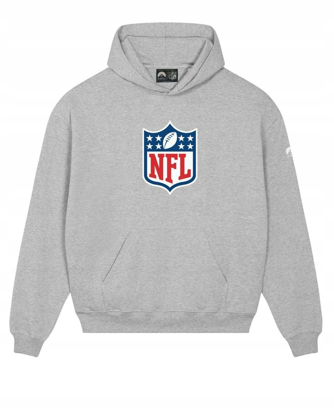 Męska bluza z kapturem Oosc Nfl Shield szara rozmiar XL