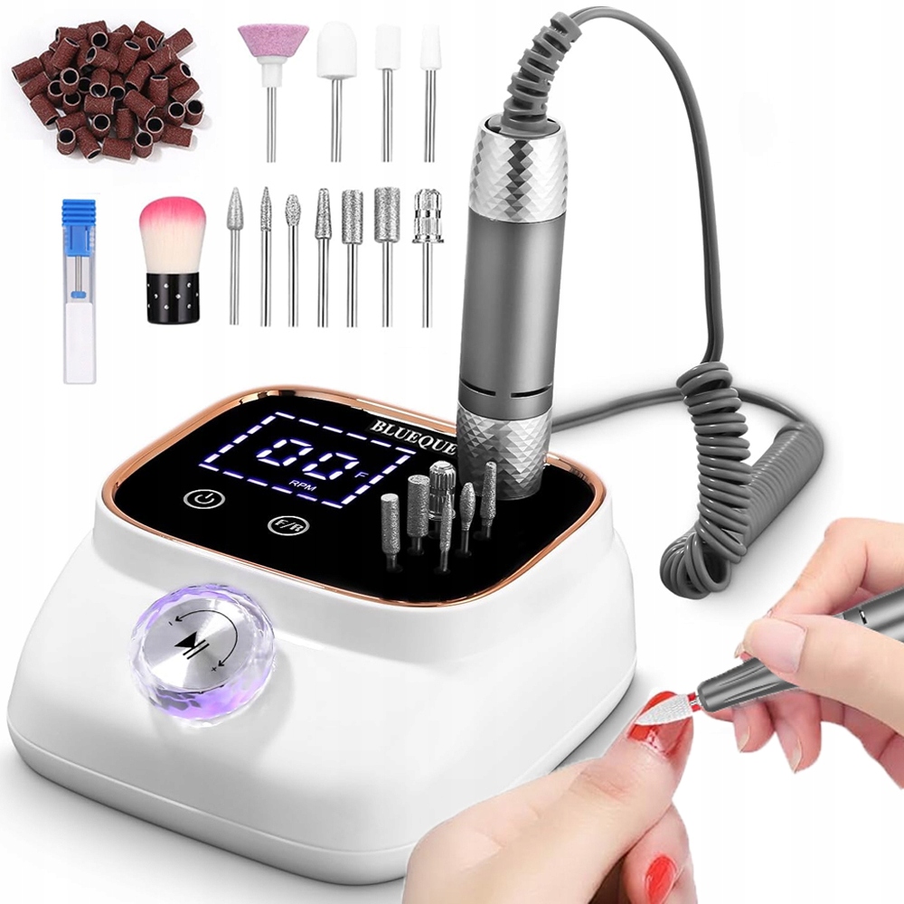 Bruska Na Nehty Manikúra Pedikúra Bezdrátová Frézy Sada 50 W