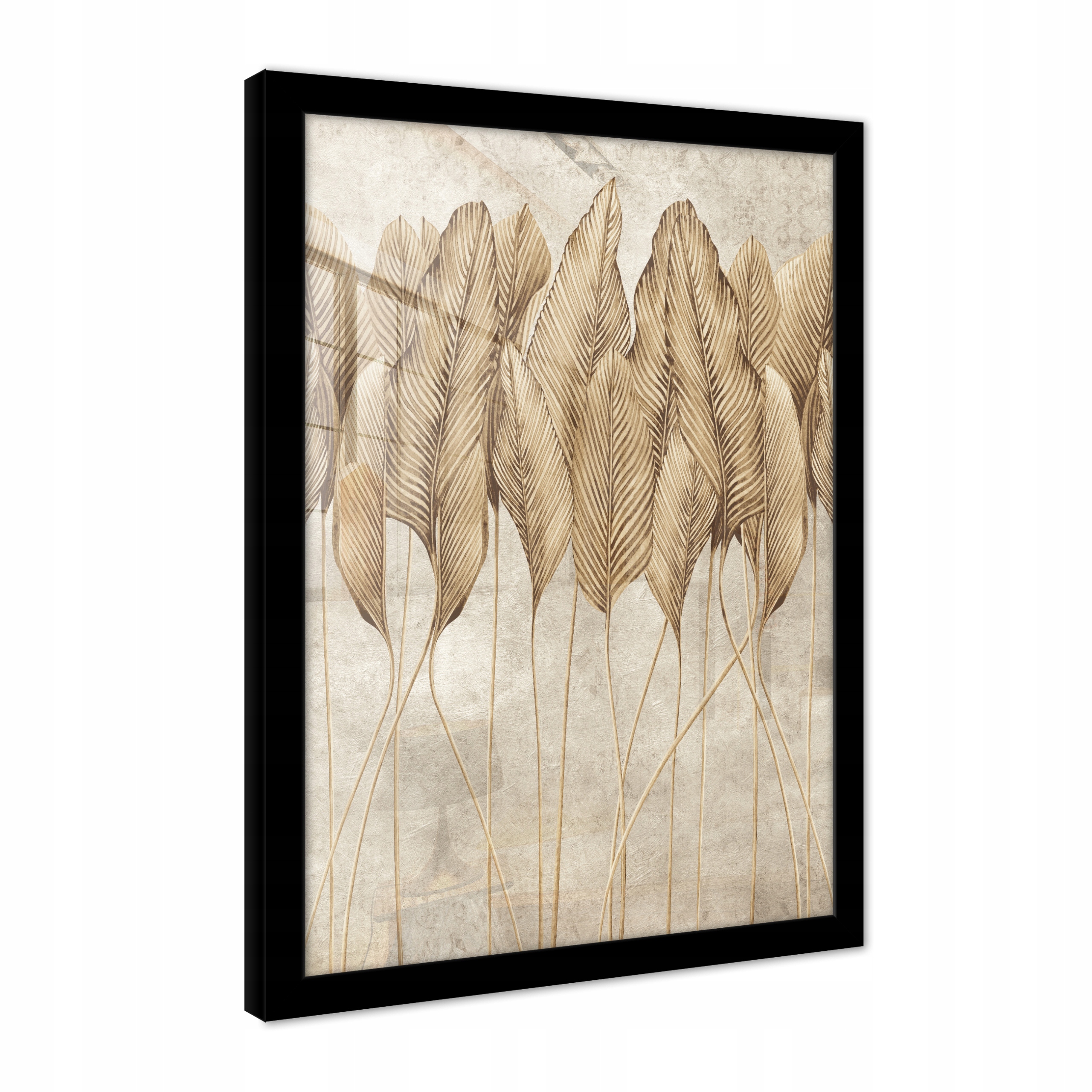 Obraz Na Zeď V Rámu Plakát Obývací Pokoj Ložnice Boho Listy Béžová 70x50