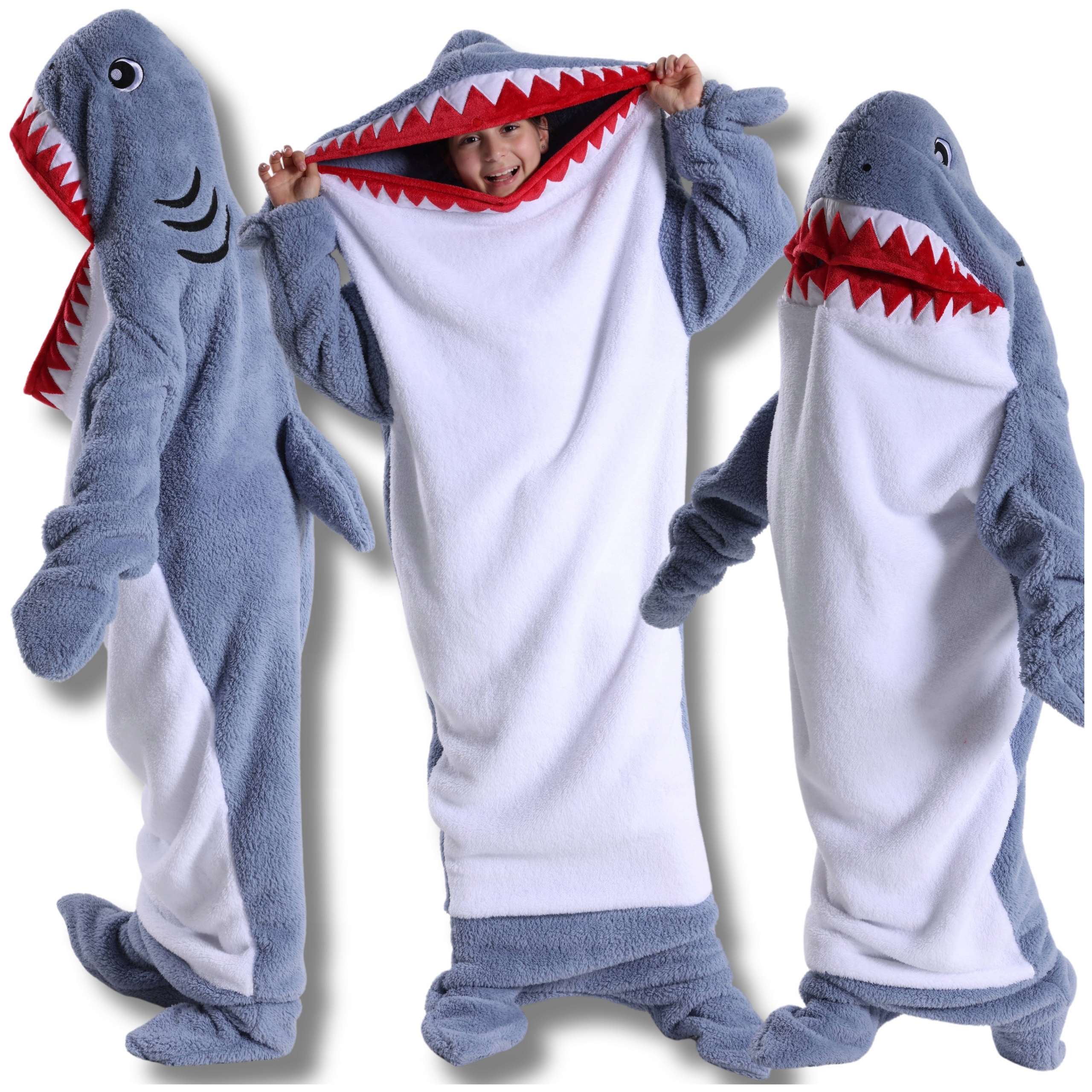 Koc Rekin Śpiwór Piżama Kostium Ciepły Przebranie Rekinek długość 190 cm