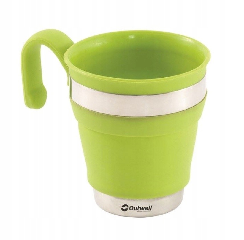 Outwell Składany kubek turystyczny z silikonu i stali, Lime Green