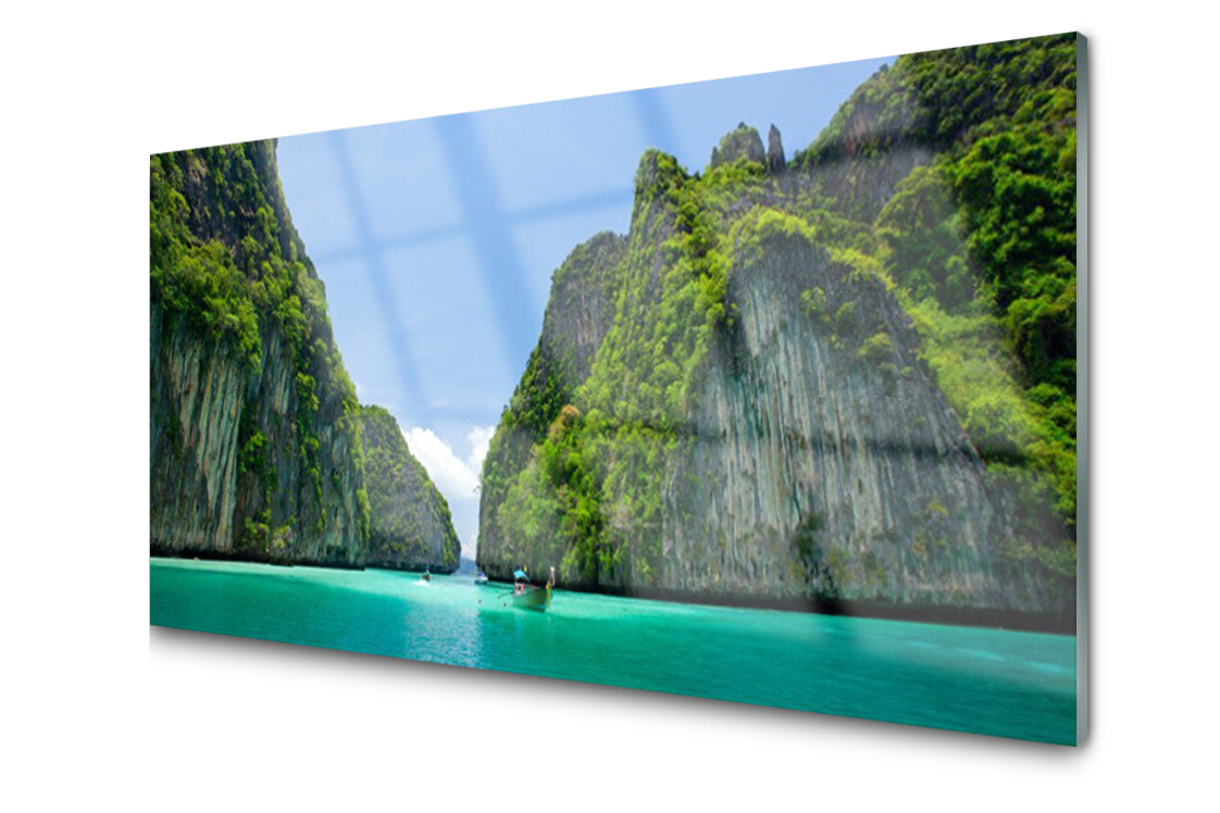 

Panel szklany dekoracyjny Góry Woda Zatoka 100x50