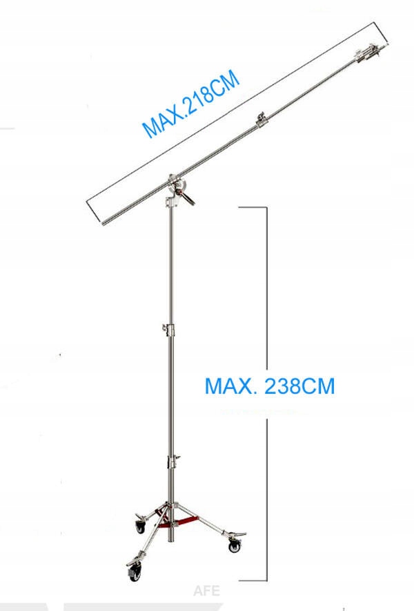 PROFESJONALNY ŻURAW STALOWY NA KÓŁKACH STATYW 440cm BOOM WAGA 17KG srebrny Kod producenta PRO BOOM 400CM