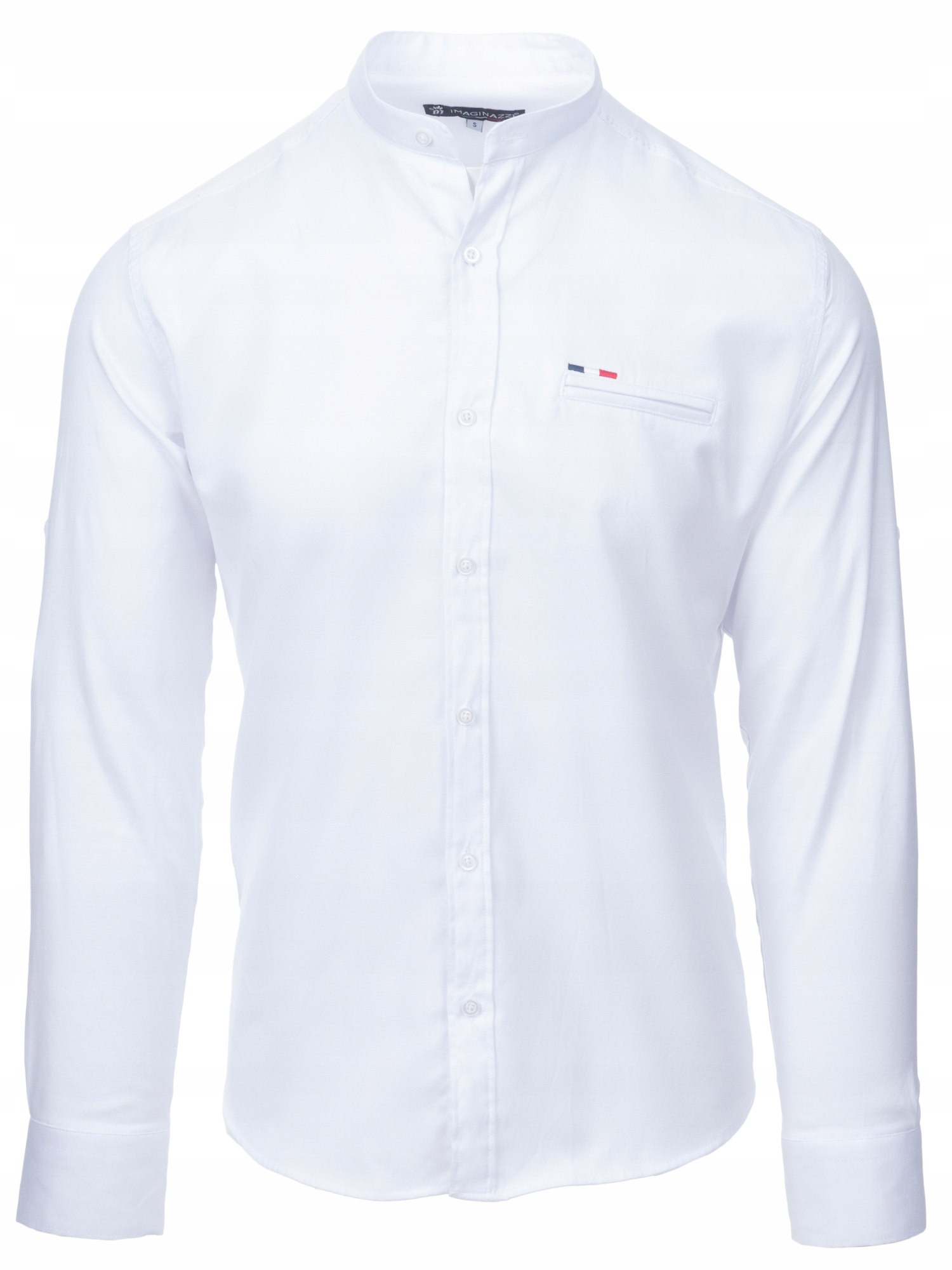 Koszula męska biała stójka SLIM STRUKTURA - L