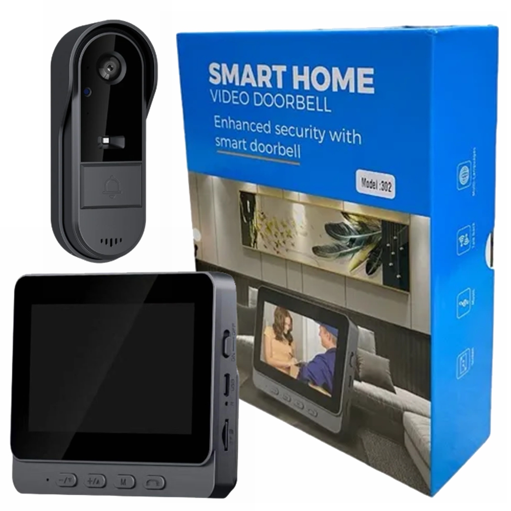 Bezdrátový dveřní zvonek s videokamerou, voděodolný Hd s monitorem