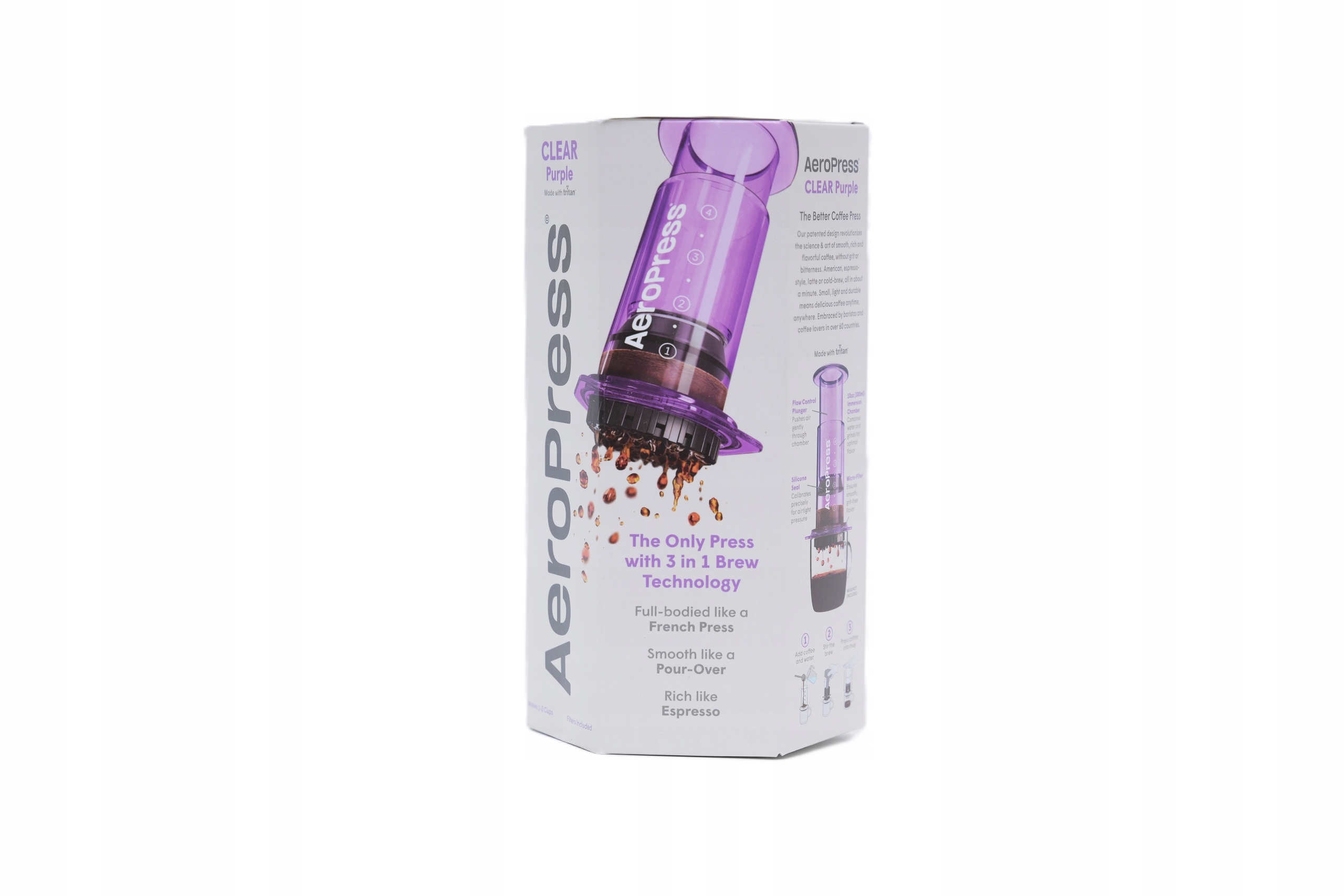 Kávovar AeroPress Clear Purple 250 ml fialový