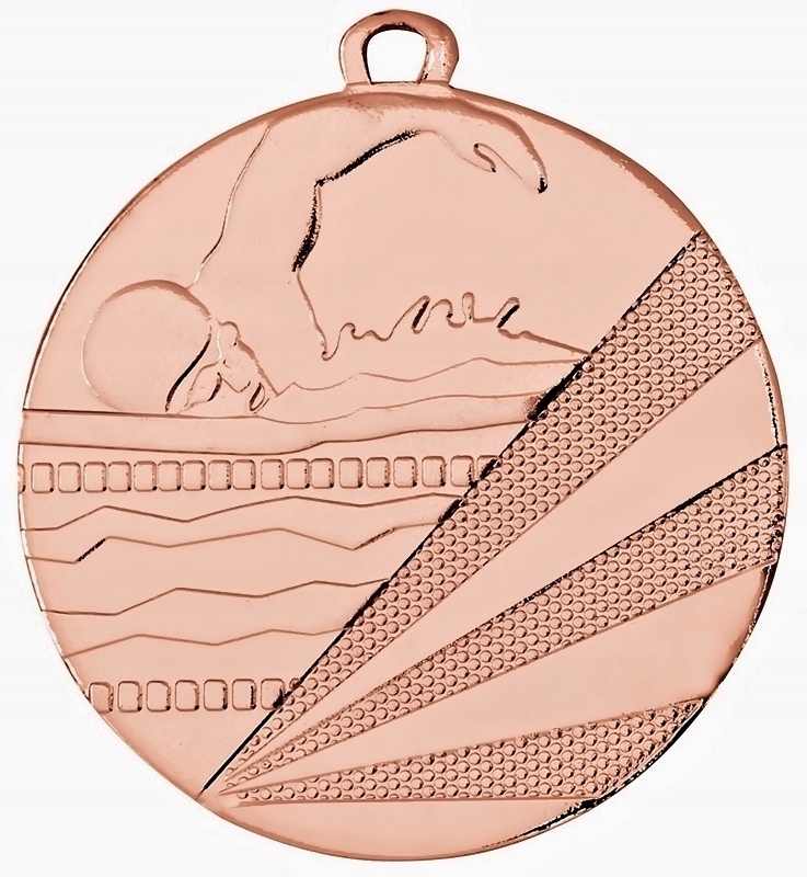 MDX015-B-zestaw 10szt Medal stalowy Pływanie kolor brązowy R-50mm b