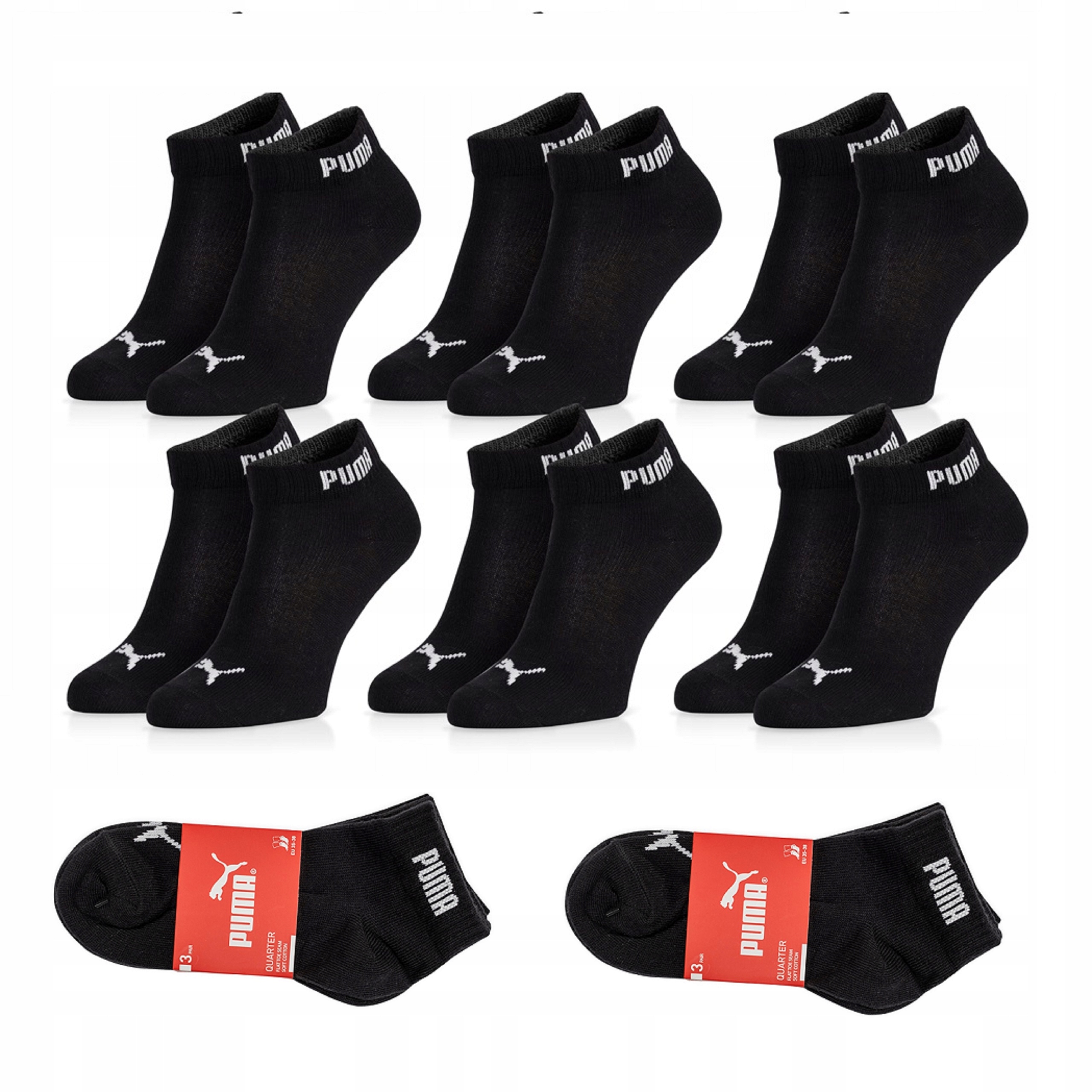 

Puma Quarter skarpety zakostki czarne 6pack 47-49