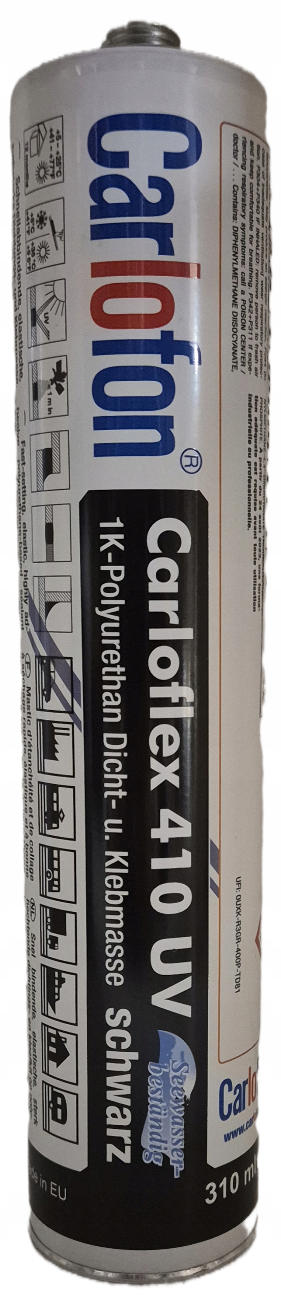 Carlofon Masa klejąco uszczelniająca Carloflex 410 Uv 310ml Czarna