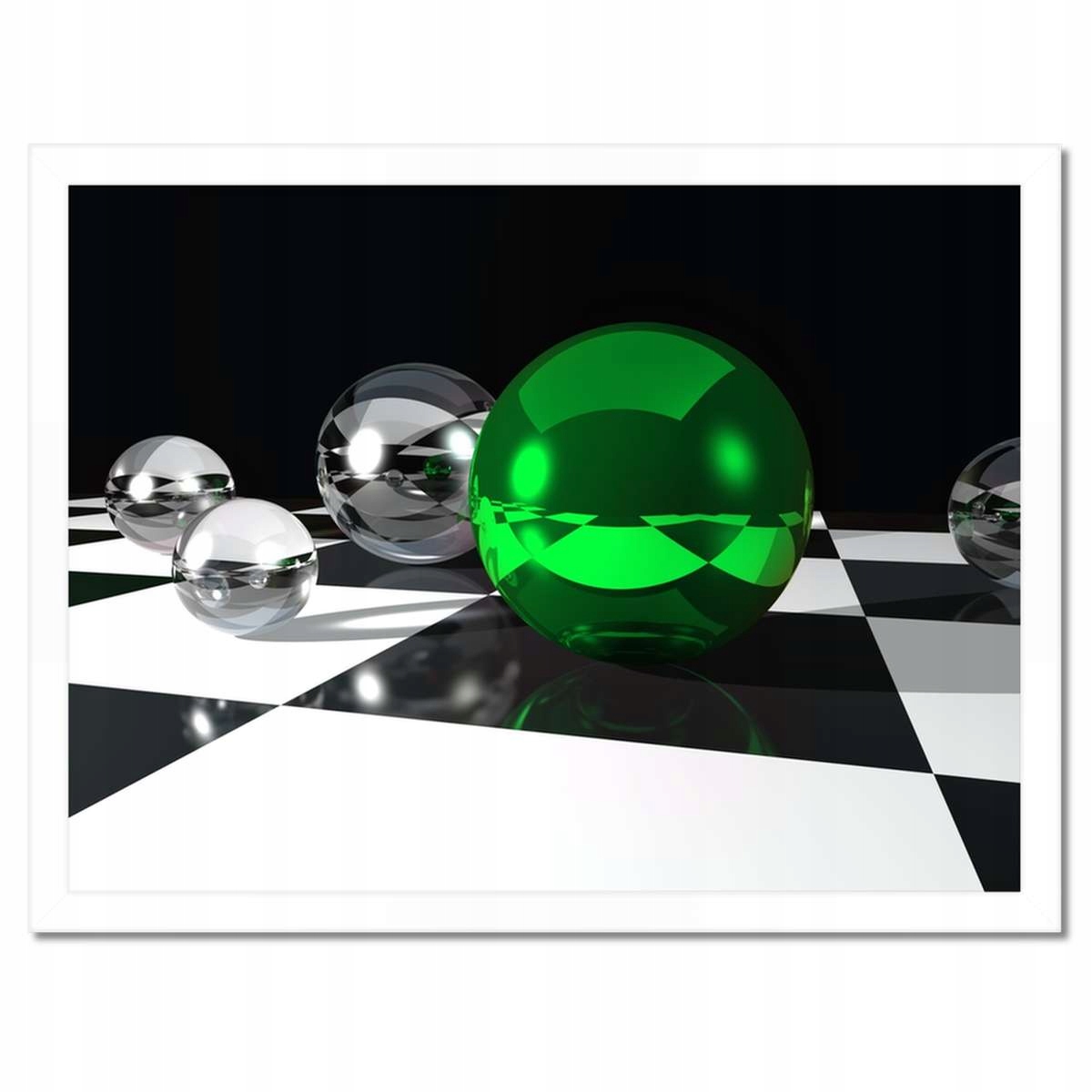 Plakáty v rámu 40x30 Zelená koule Šachovnice