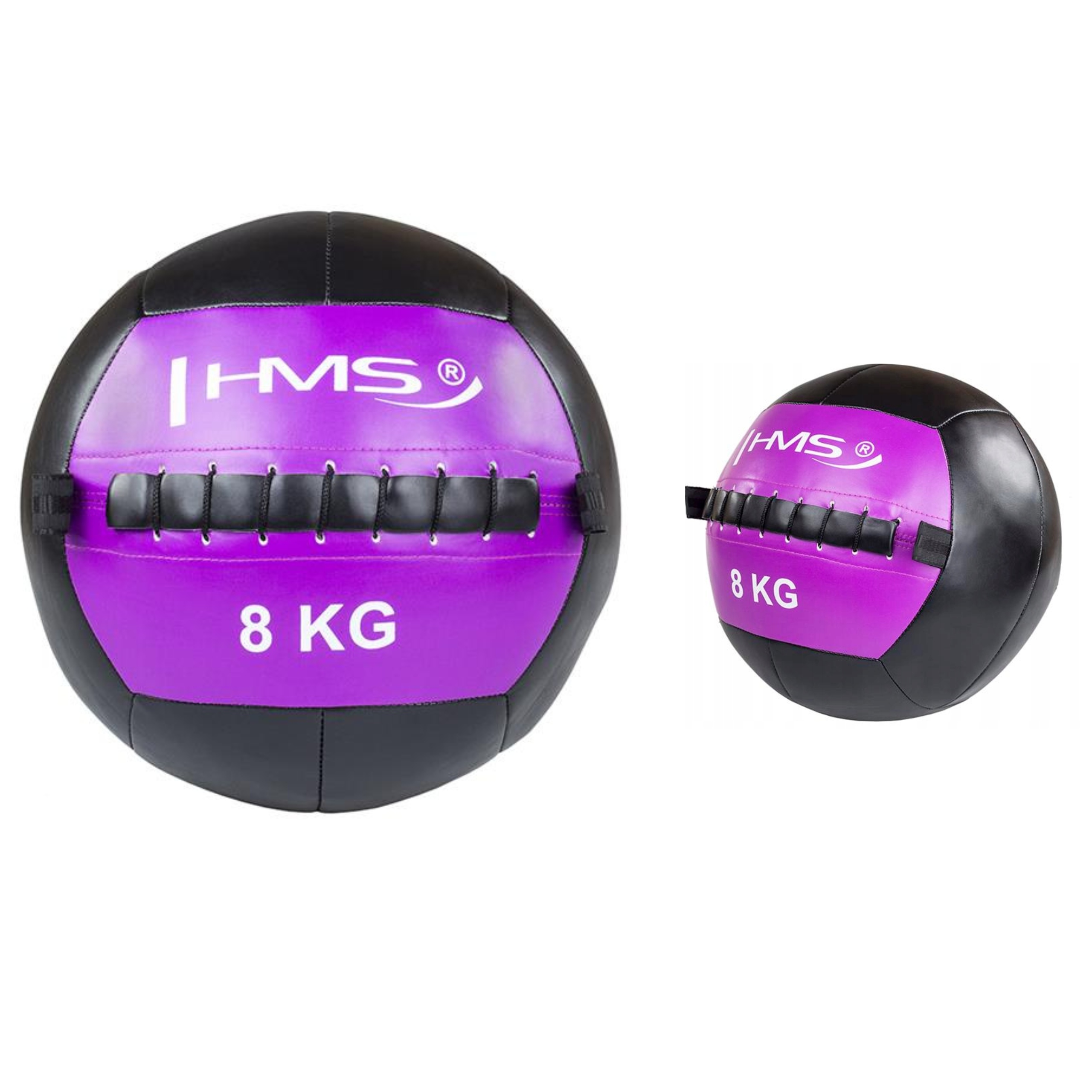 Lékařský míč Wall Ball 8 Kg Hms Crossfitová kůže Tréninková fialová