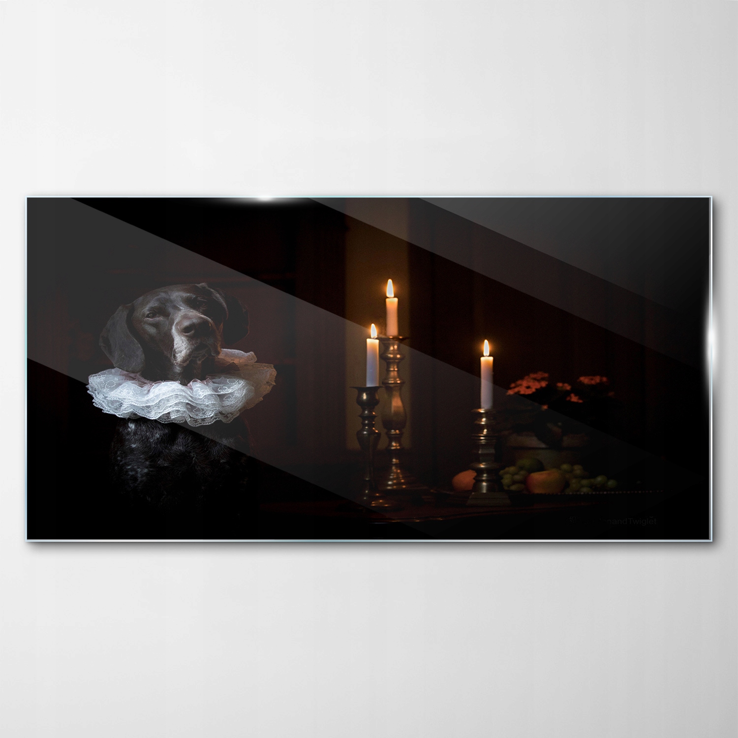 Obraz na skle Dekor Sviečky Pes Zviera 120x60