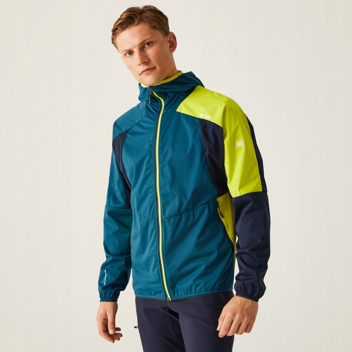 Pánská softshellová bunda Regatta Tarvos VII petrolejová/žlutá XL