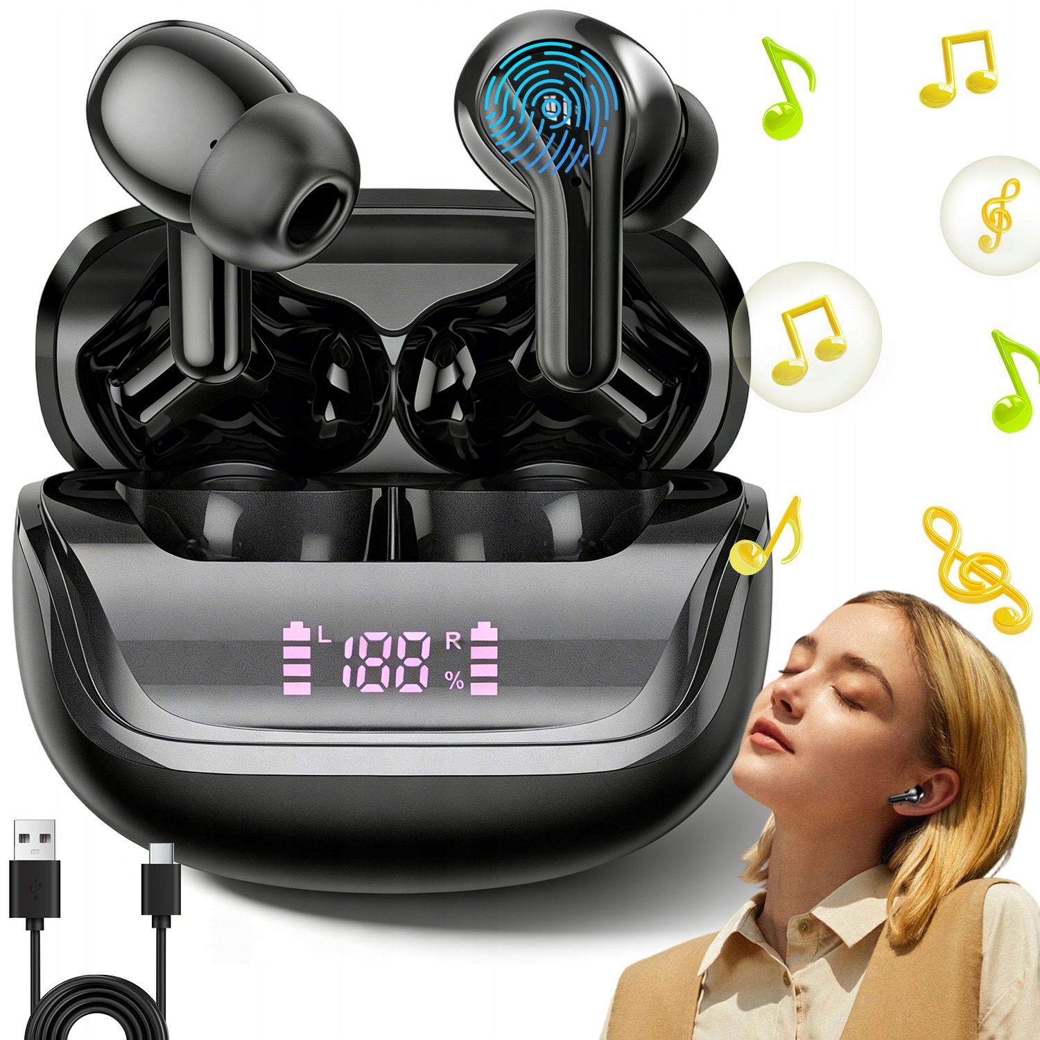 Sluchátka Bezdrátová Bluetooth 5.4 Hi-fi Kanálové Sportovní Hovory