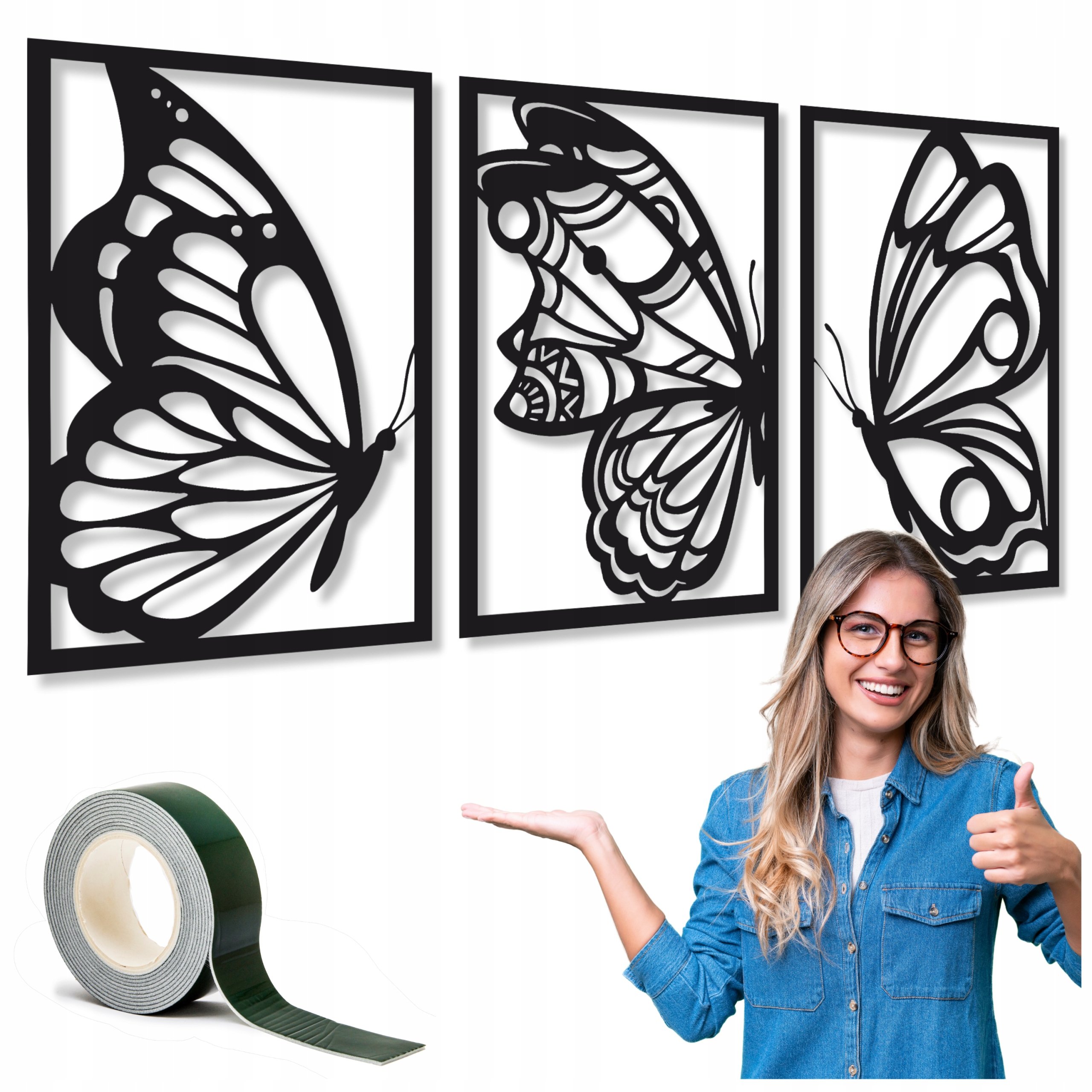 Obrazy Do Obývacího Pokoje Ze Dřeva Nástěnné Panely 150 cm XL Obraz Ažurový Motýli Velký