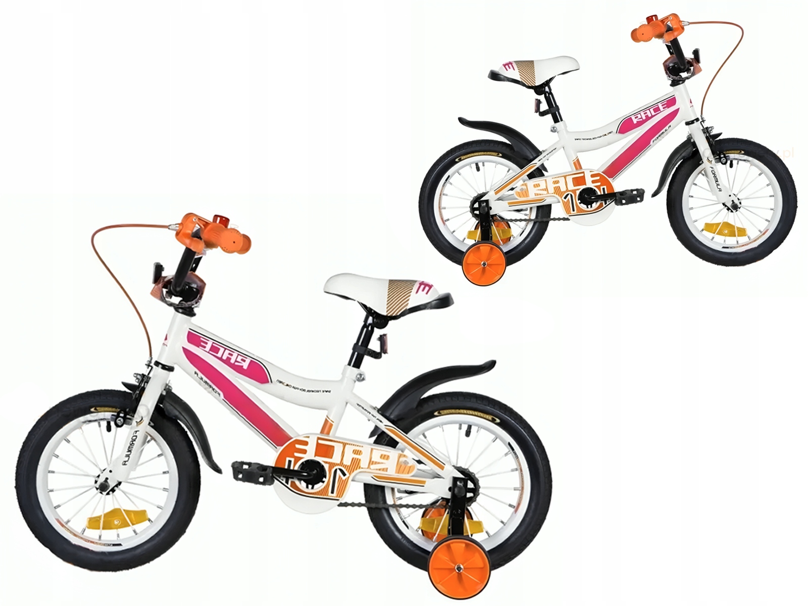Rower dziecięcy Formula Race 14" rama 8.5" Biały z pomarańczowym