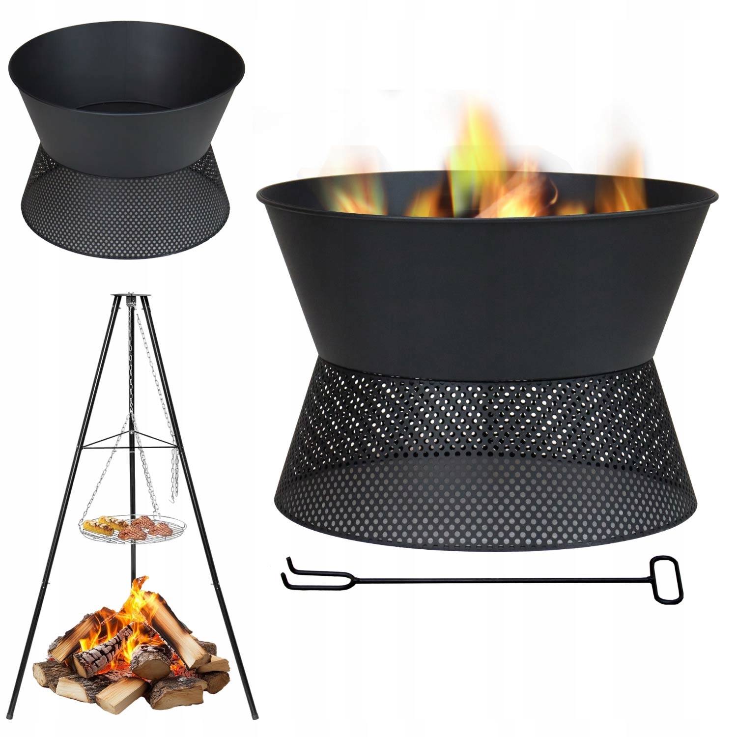Záhradné Ohnisko Rošt Trojnožka Oceľové Ohnisko Gril Pevné Nerezové