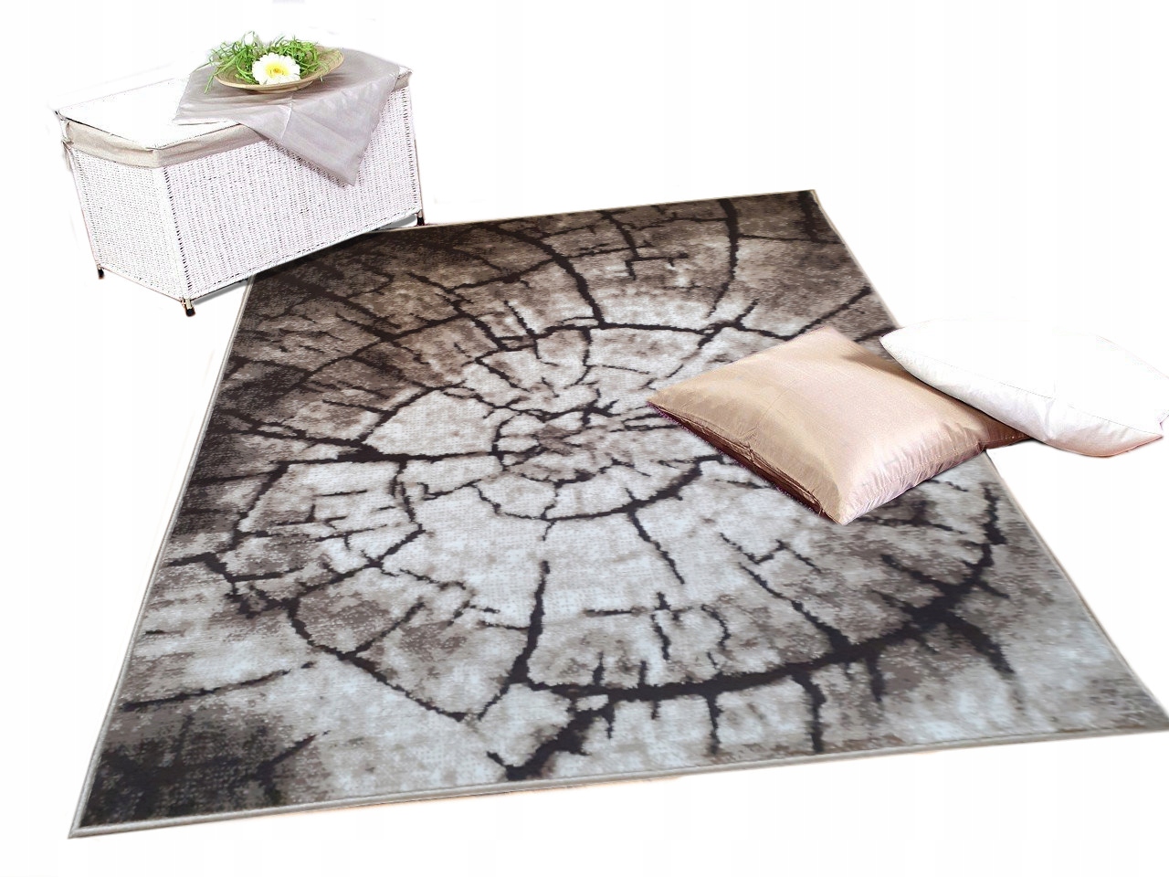 Dywan Canvas 140x200 Bcf Pień Drzewa Beż Czarny Trendy Kora