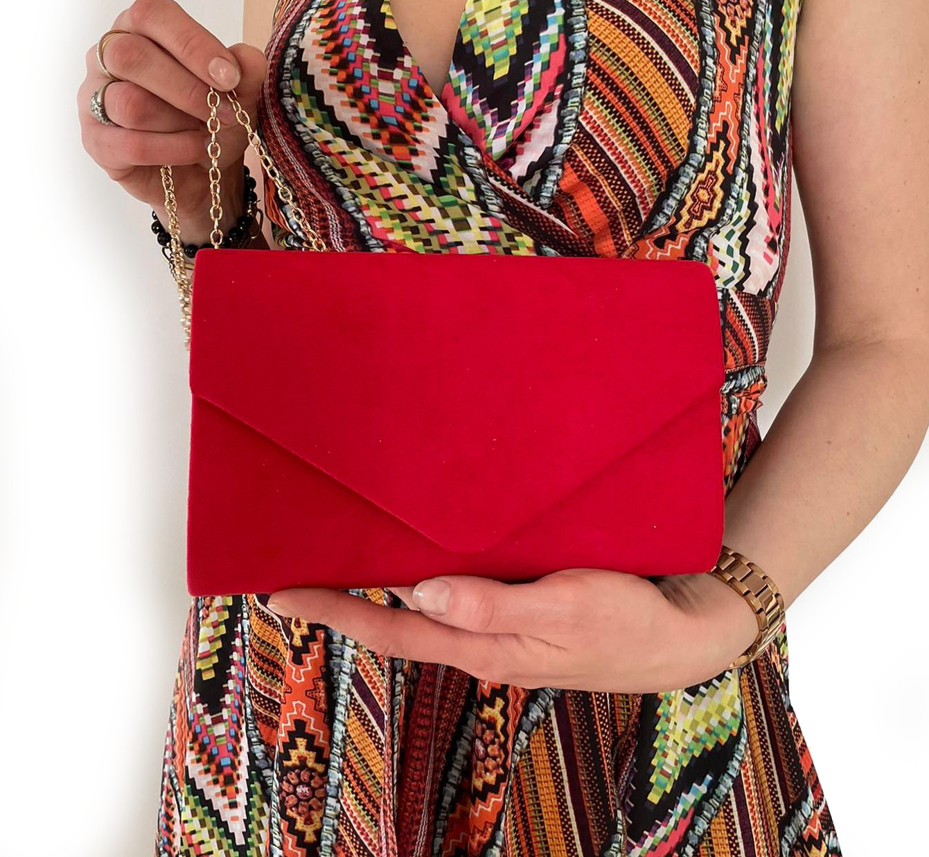 ZAMSZOWA TOREBKA KOPERTÓWNA na łańcuszku CZERWONA Kolor czerwony