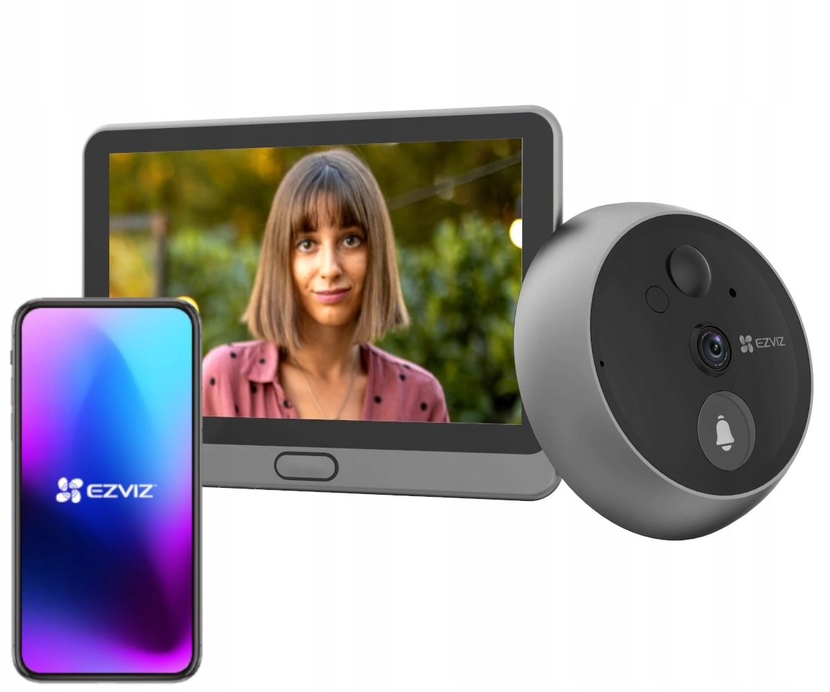 Wizjer z wbudowanym dzwonkiem do drzwi Ezviz CP4 Full Hd Wyświetlacz 4,3"