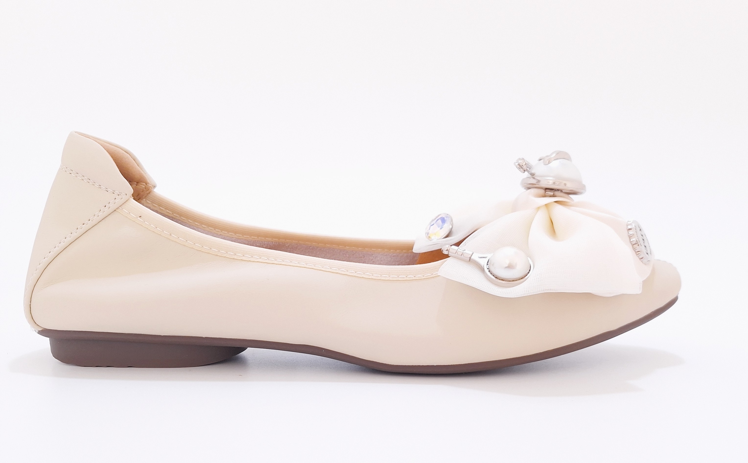 Dámské kožené baleríny s mašličkou béžové Loretta Vitale W5301 r37