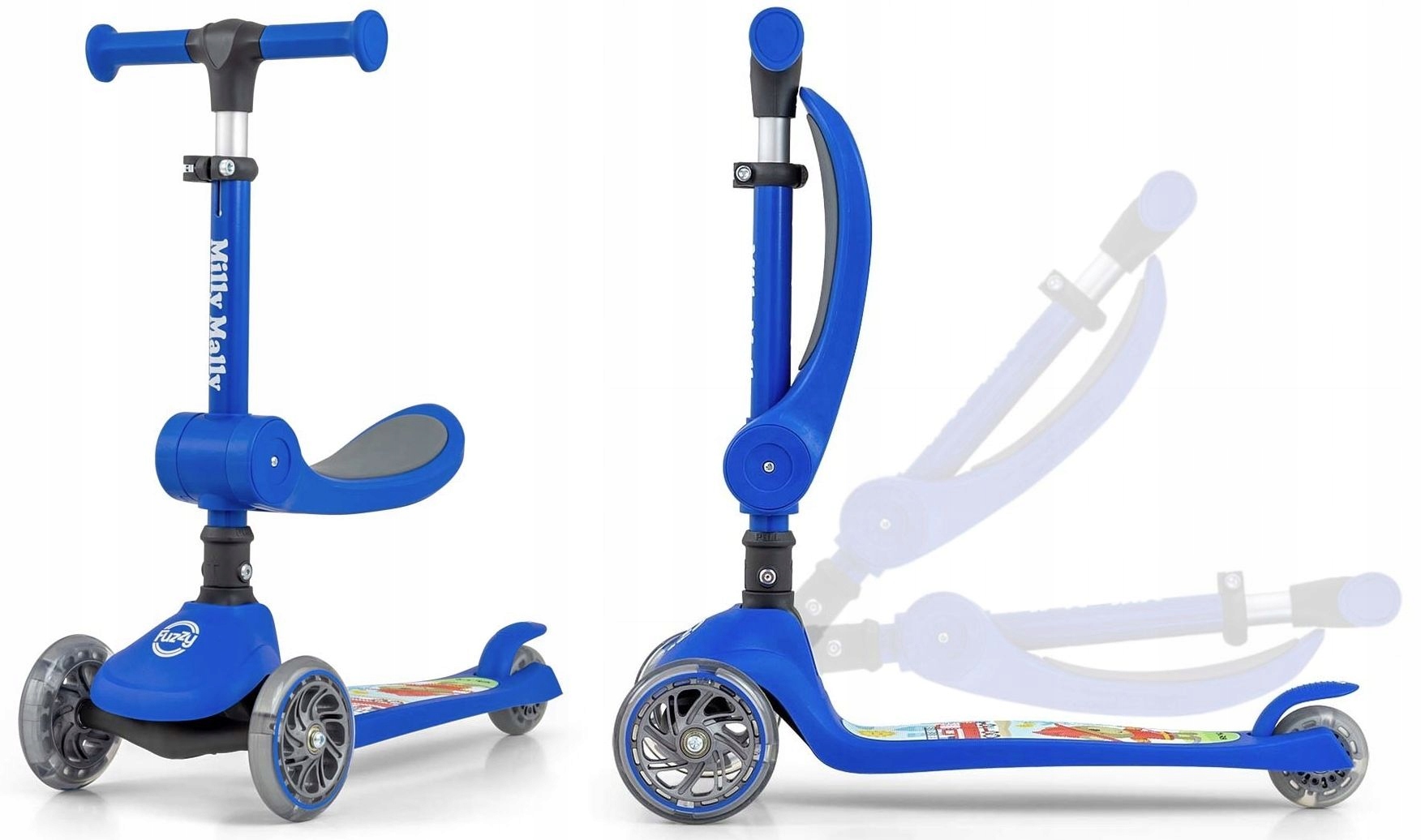 Hulajnoga trójkołowa dla dzieci koła Led Scooter Milly Mally Fuzzy Blue