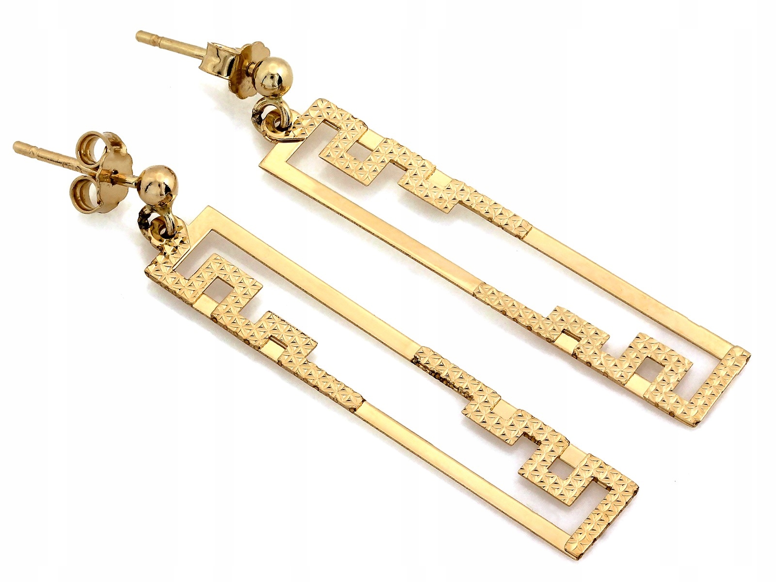 Náušnice Dlouhé zlaté obdélníky 585 Zlaté lesklé plechy 2.38 g dárek