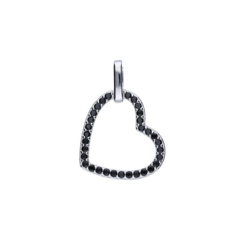 Elegantní přívěsek Srdce Stříbro 925 Černý Zirkon 19x21mm 2.27g jako dárek