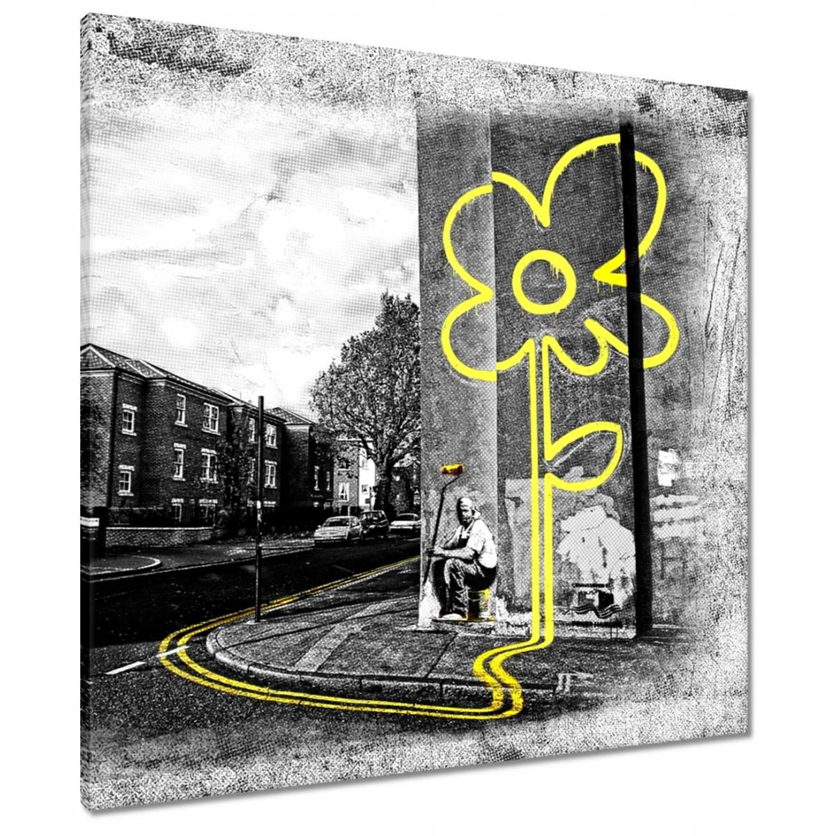 Obrazy 70x70 Banksy žlutý květ
