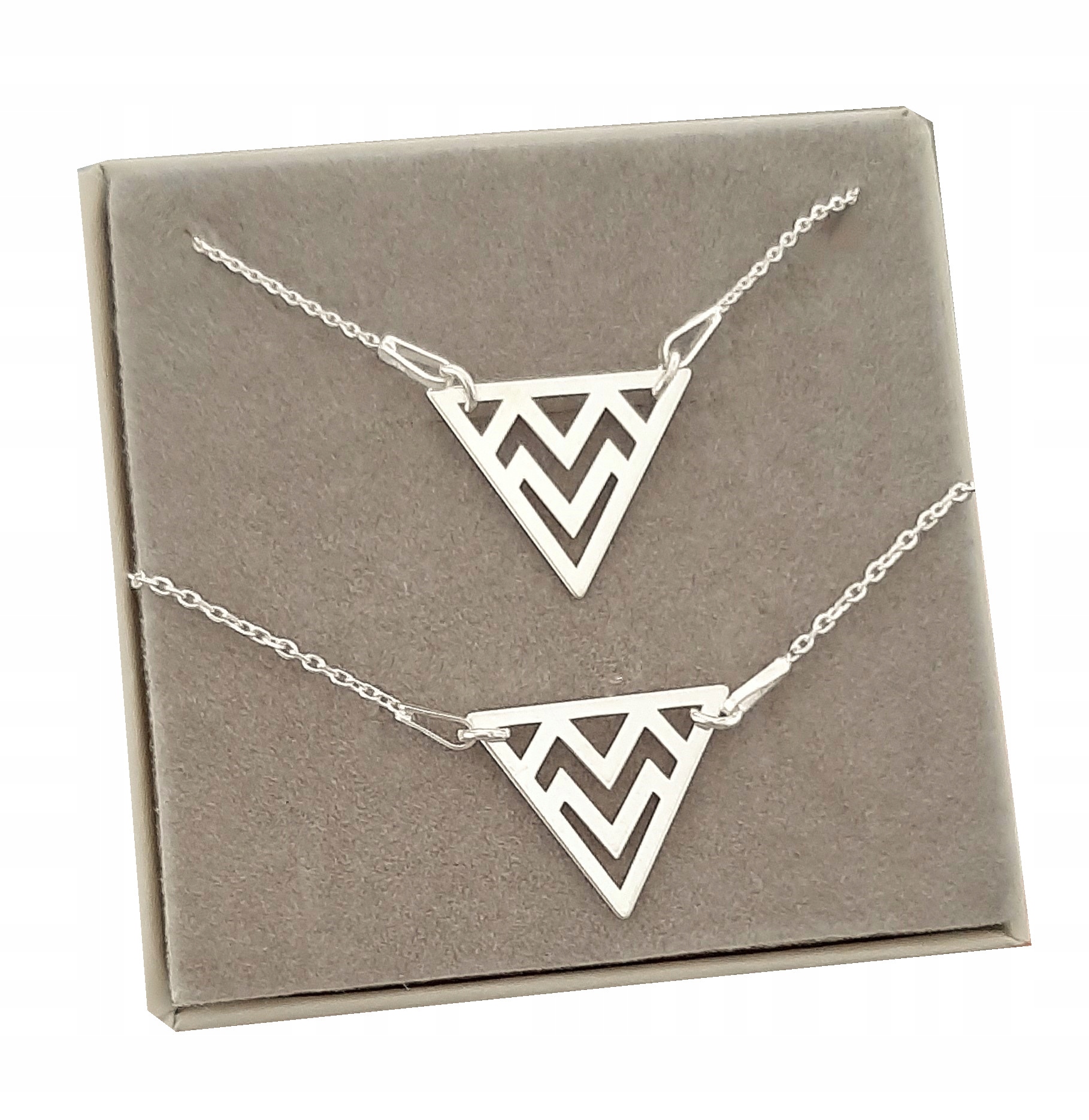 

Srebrny komplet Celebrytka trójkąt srebro 925