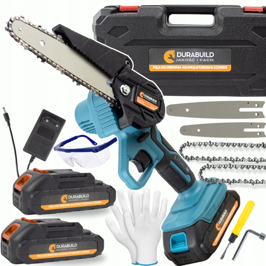 Piła Łańcuchowa Mini Pilarka Akumulatorowa Gałęziówka Mocna 2xAKU 6" 4"