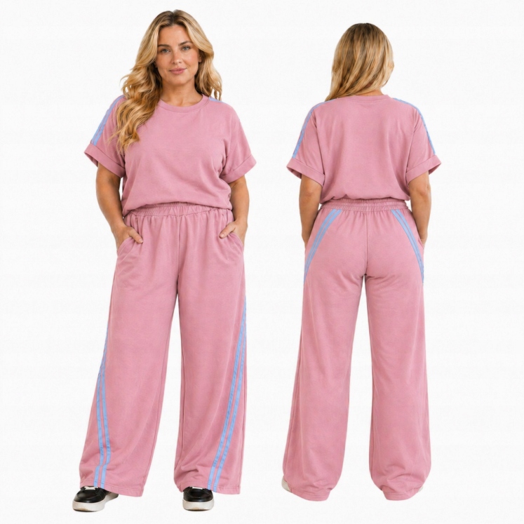 Komplet Máslo Teplákovka Lampasy Viskóza 54 56 7XL 8XL italský styl pohodlný