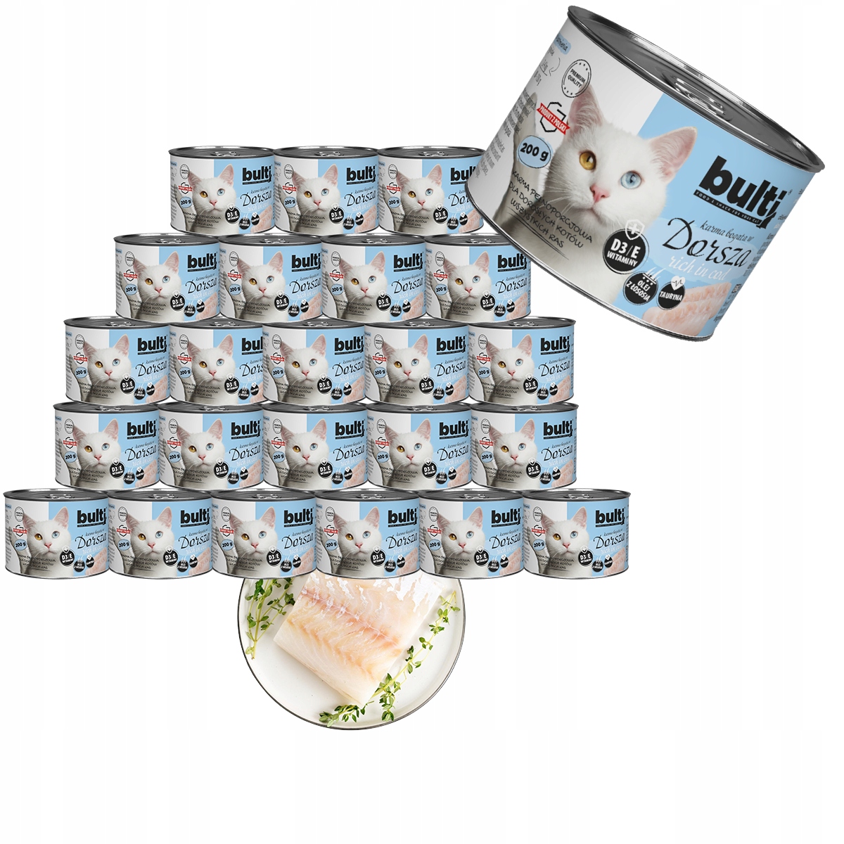 Levně Krmivo Mokré Pro Kočky Bulti Plechovka mletá s treskou Set 24x200g