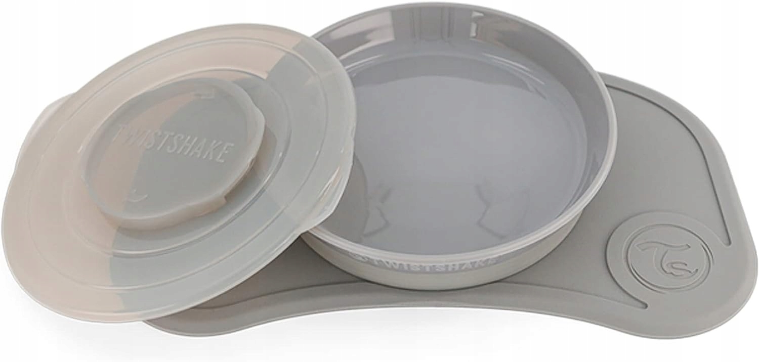 Twistshake Click Mat Mini + talerz Grey, zestaw Szary
