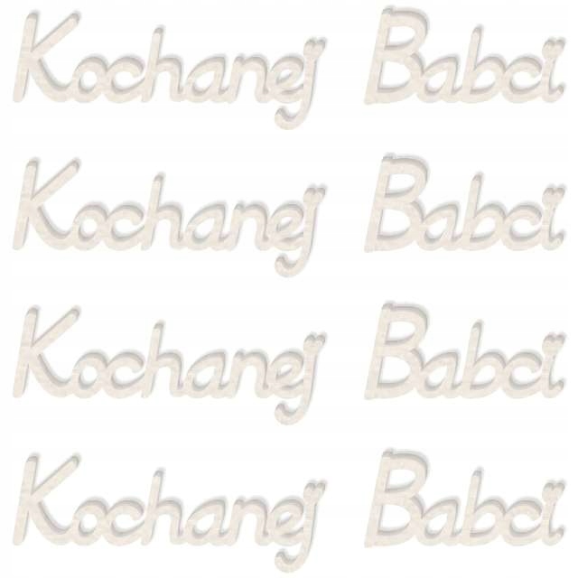 Tekturka napis Kochanej Babci 90x19 mm, 4 szt