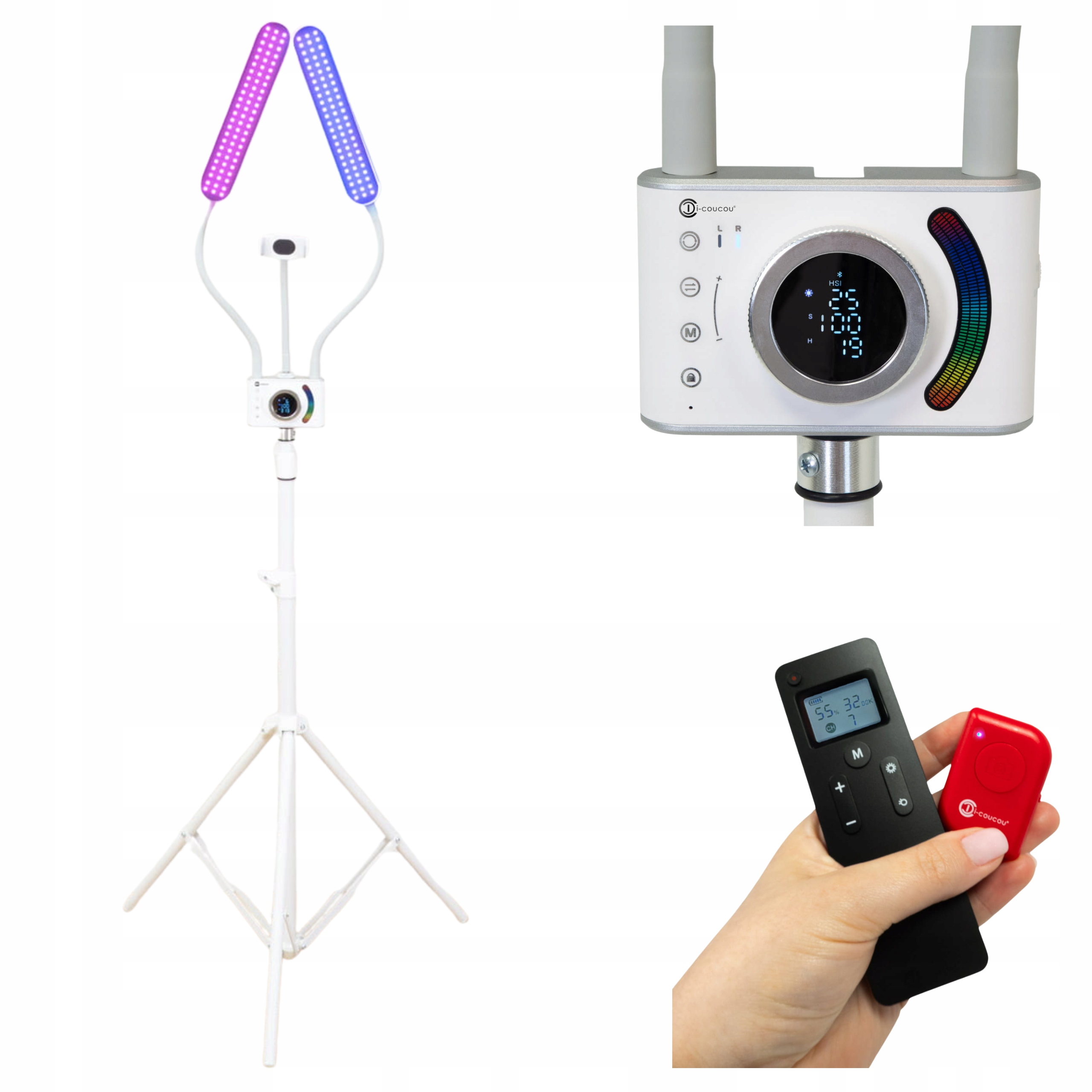 Kosmetická lampa pro prodlužování řas Duo Multicolor Dvouramenná Rgb Led