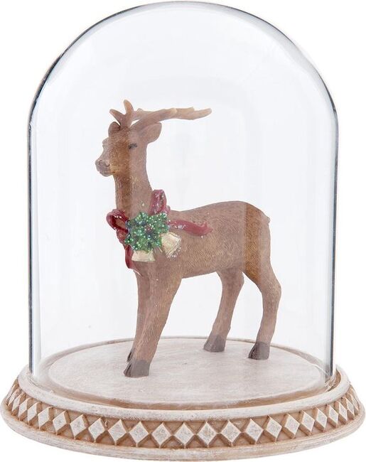 Clayre & Eef Vánoční dekorace jelen pod poklopem, 13 cm