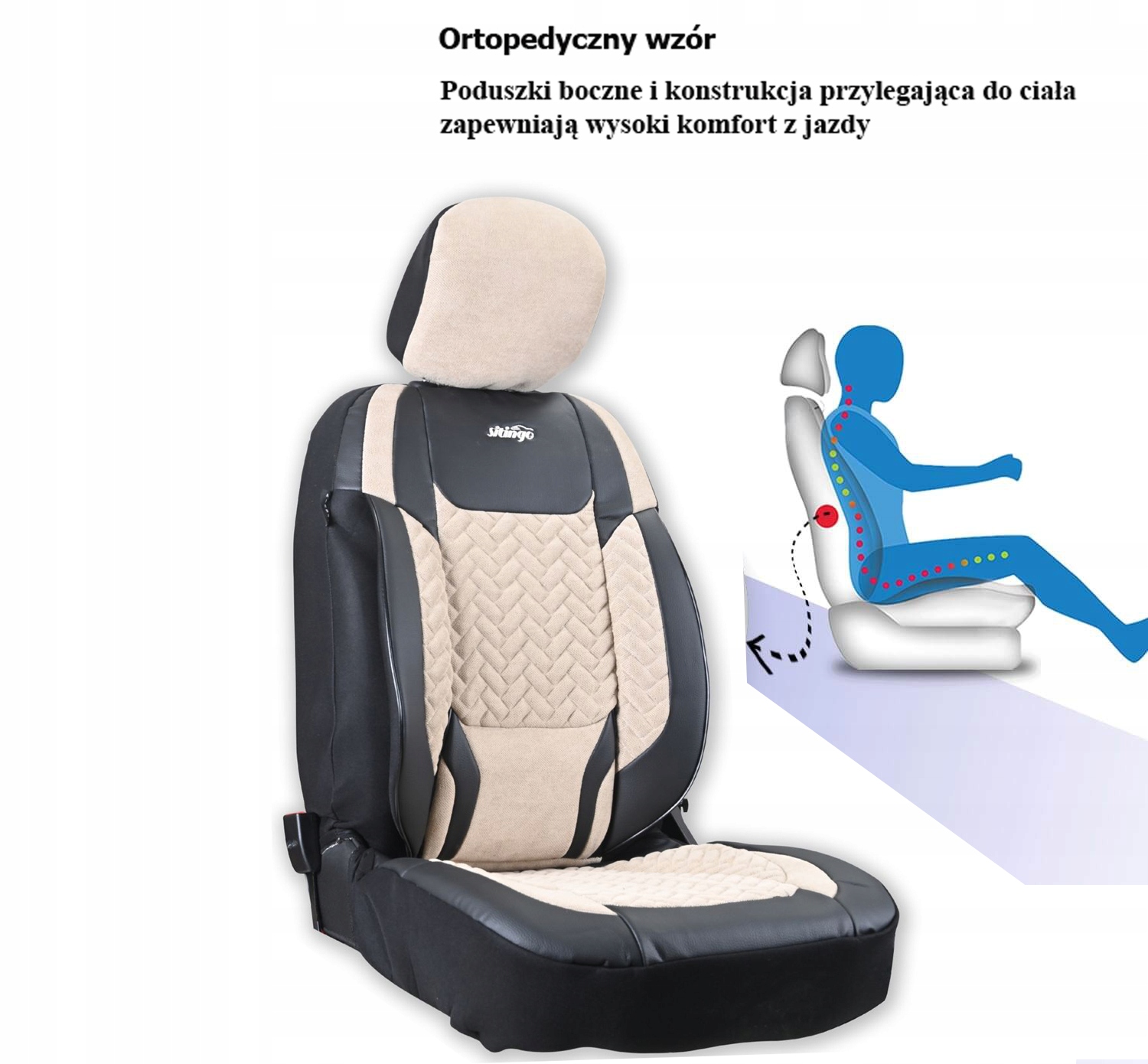 JEEP AVENGER COMPASS CHEROKEE GRAND POKROWCE NA FOTELE SAMOCHODOWE Kolor obszycia beżowy czarny