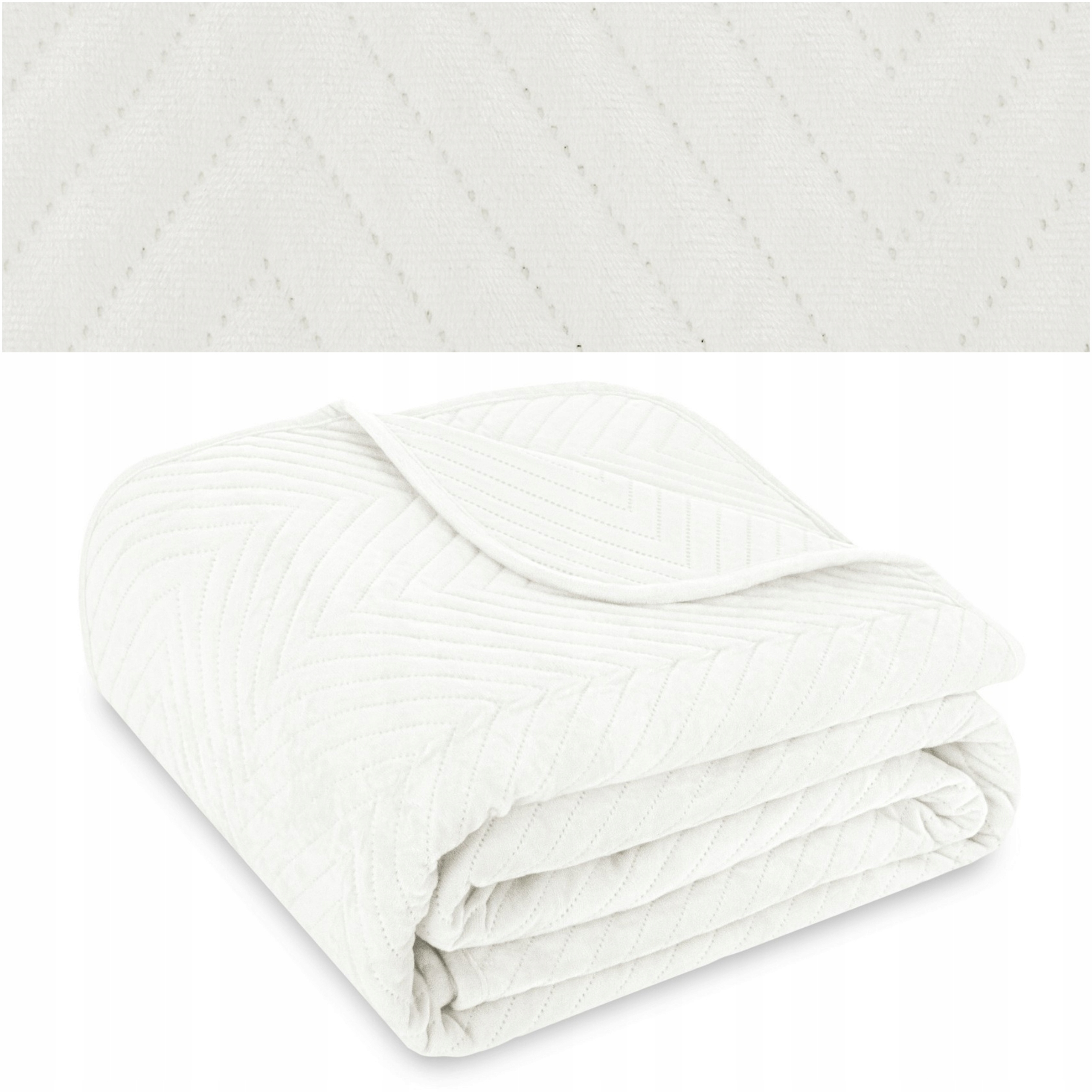 Přikrývka na postel gauč 170x210 prošívaná jedle Welur Caden Bílá