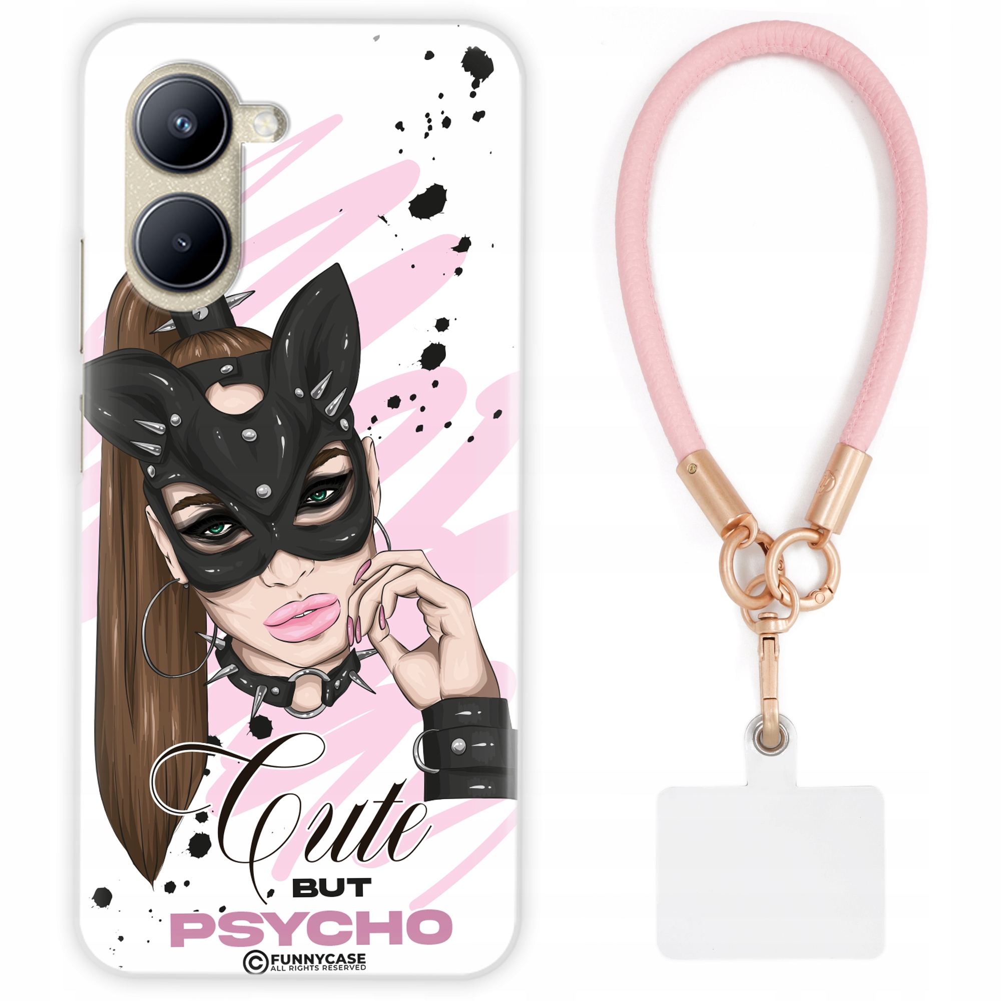 Pouzdro Pro Realme C33 Case Dámské Bitch Queen Růžové Kožené Vodítko Vzory