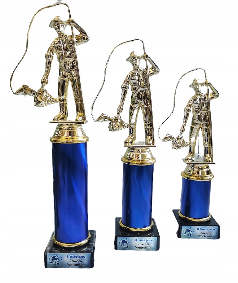 Rybářské sošky trofeje Rybář 26, 23, 20 cm gravírování bonus rybaření