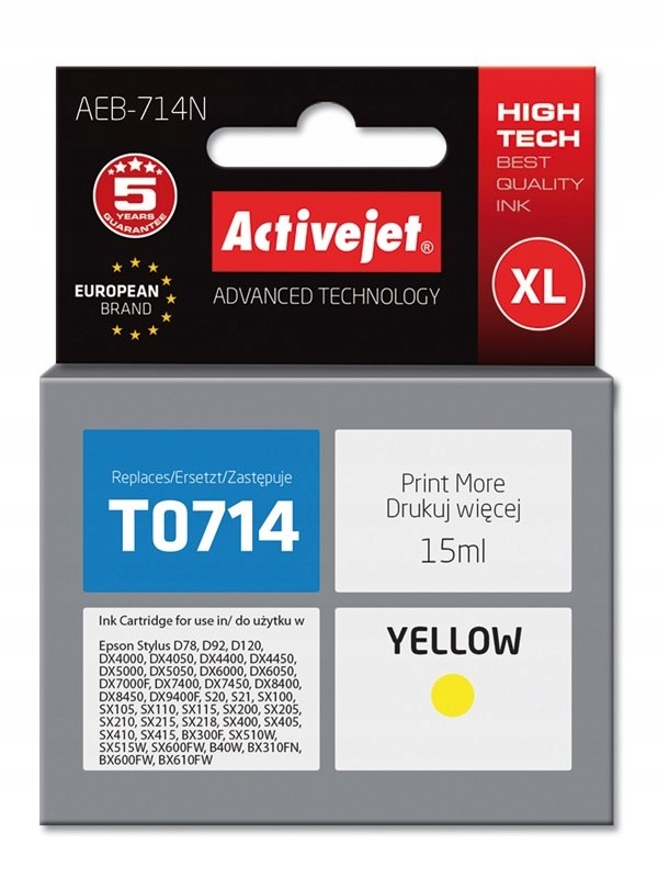 Activejet AEB-714N Tusz (zamiennik Epson T0714, T0894, T1004; Supreme; 15 m